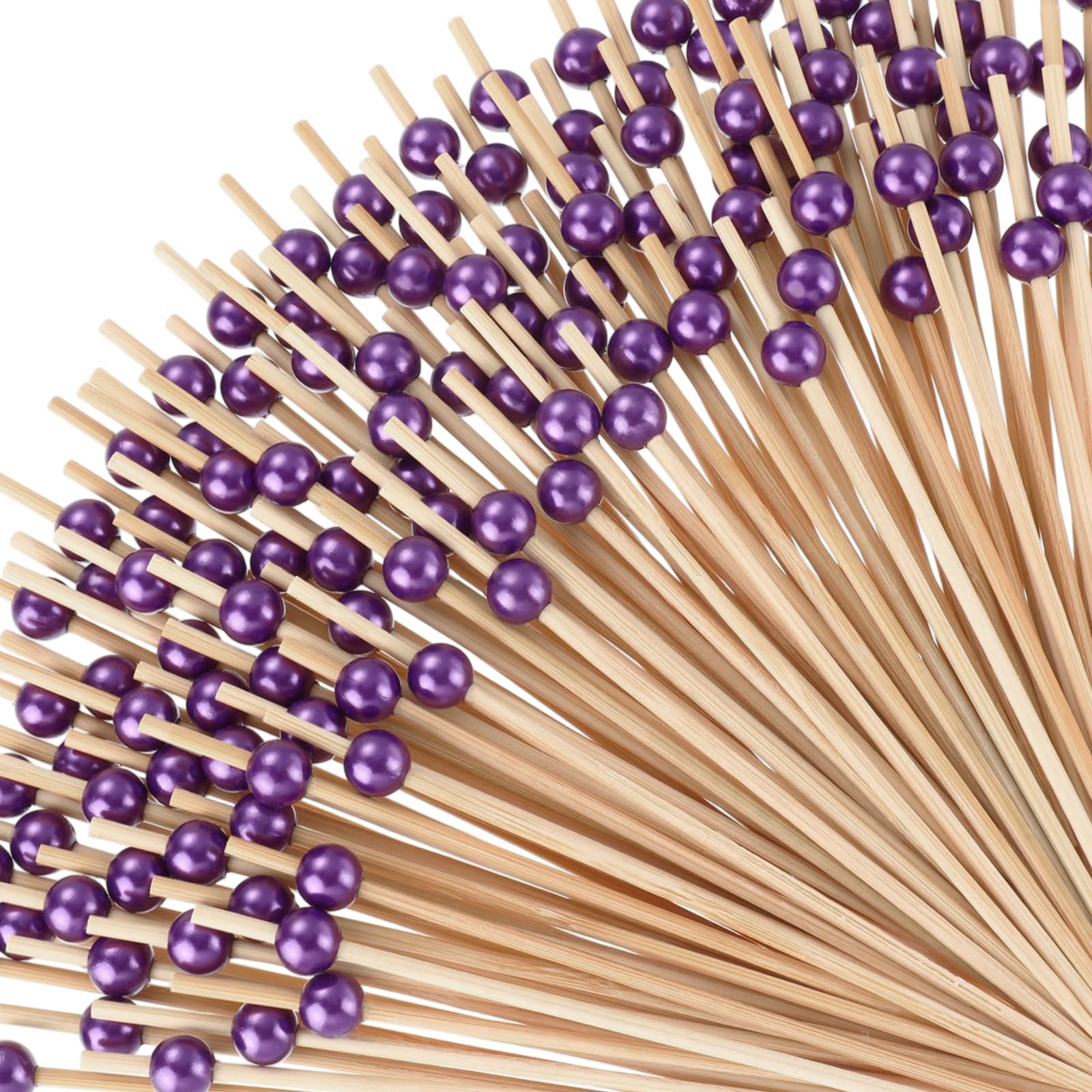 Reallnaive 600 Pcs Pearl Cocktail Picks 4.7Inch, 0.3" Bead, Dark Purple