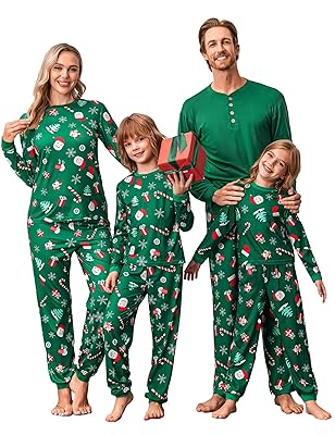 Ekouaer Family Christmas Pajamas Matching Sets Womens Mens Pjs Long Sleeve Sleepwear Holiday Lounge Sets