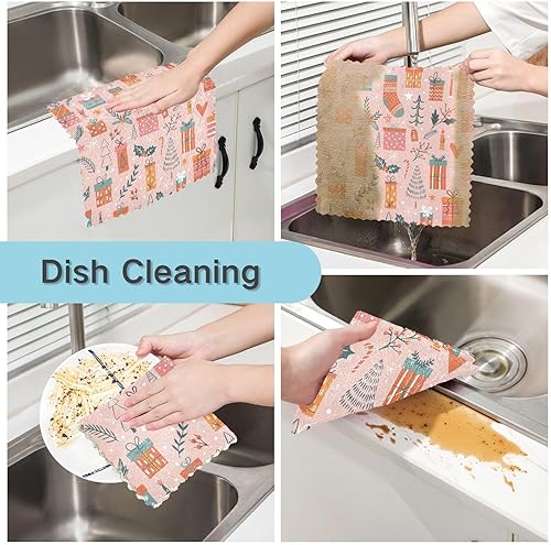 Miniatura 2 de KLL Christmas Cute Pattern Microfiber Dish Towels for Kitchen Reusable Dish Tea Towels Hand Towels Kitchen Kitchen Towels Absorbent Cotton