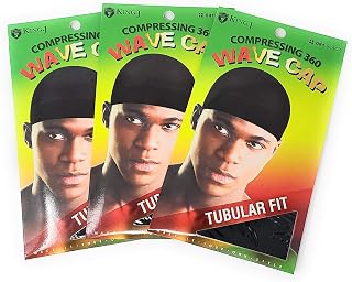 King J Compressing 360 Wave Cap Tubular Fit - Black(3 Pack)