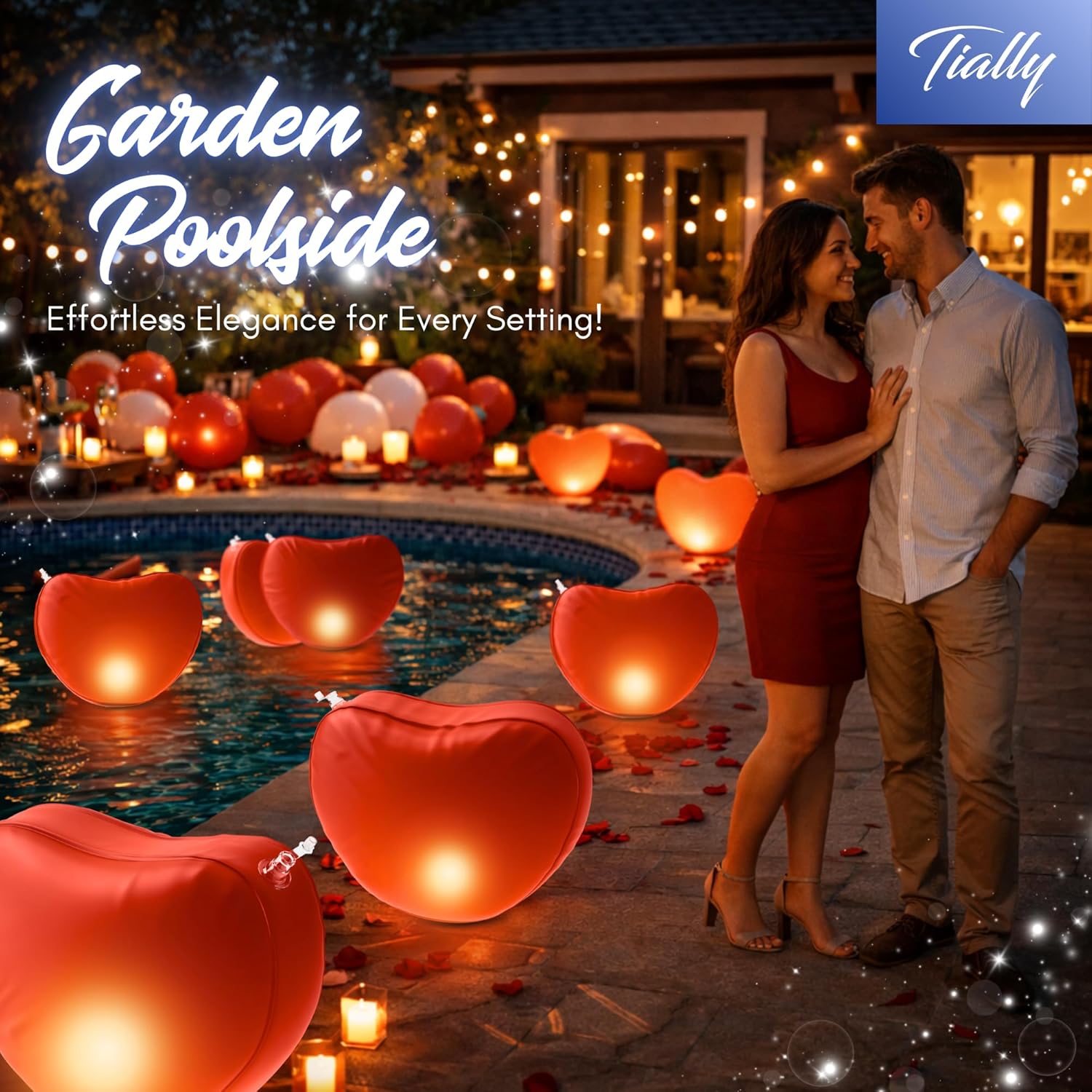 TIALLY Floating Pool Lights Solar Powered - Inflatable Solar Pool Lights, IP68 Waterproof Decor Float, Flamingo and Swans Decorations for Outdoor Use, for Women, Men, Adults