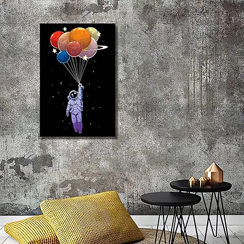Miniatura 6 de Póster de astronauta con globos, decoración divertida del espacio, pósteres para habitación, póster estético en lienzo y arte de pared, póster