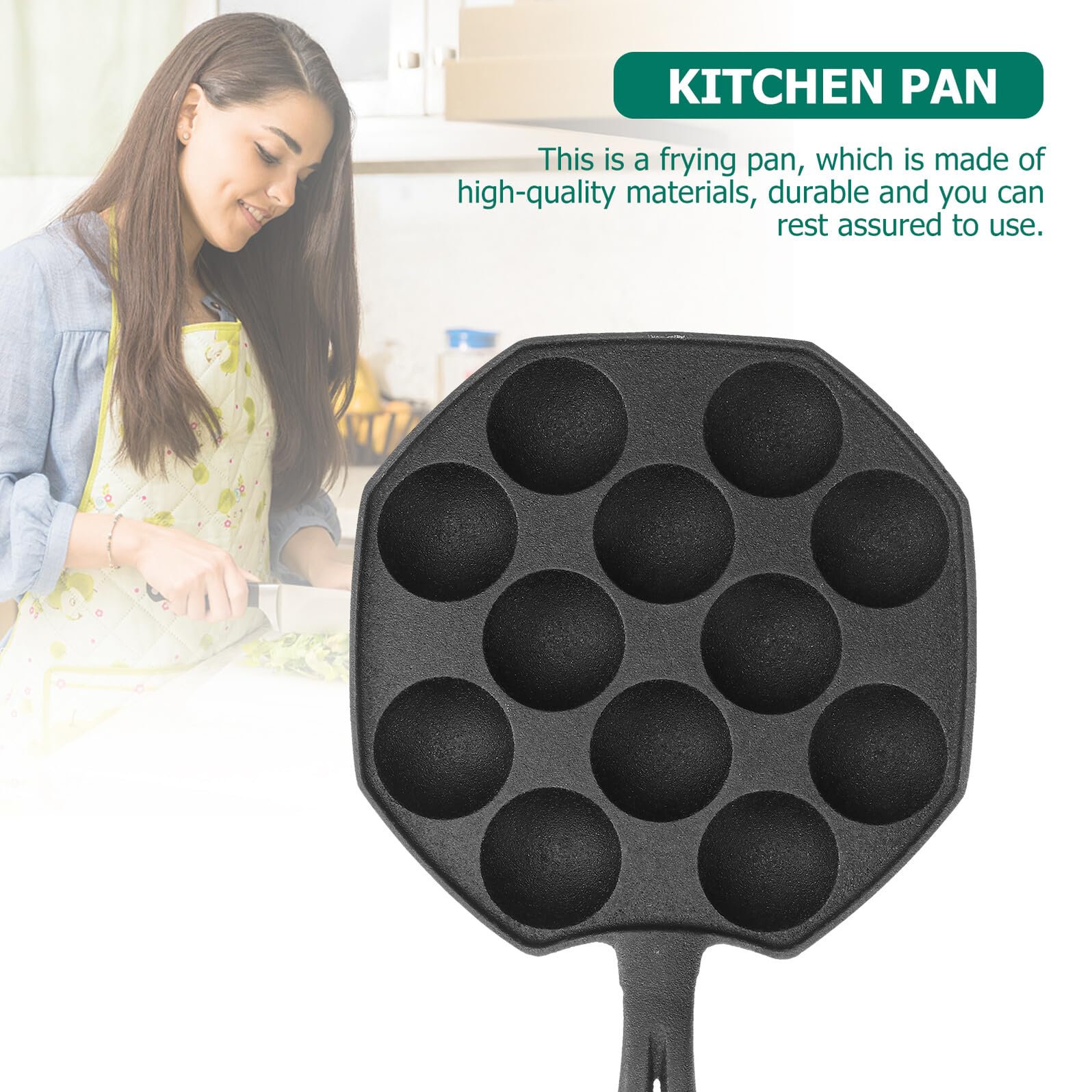 Toyvian Pfanne Antihaftbeschichtete mit 12 Mulden aus Gusseisen Takoyaki und Einfach zu Reinigen Backform Langlebig für Takoyaki und Pancakes zum Backen Zuhause