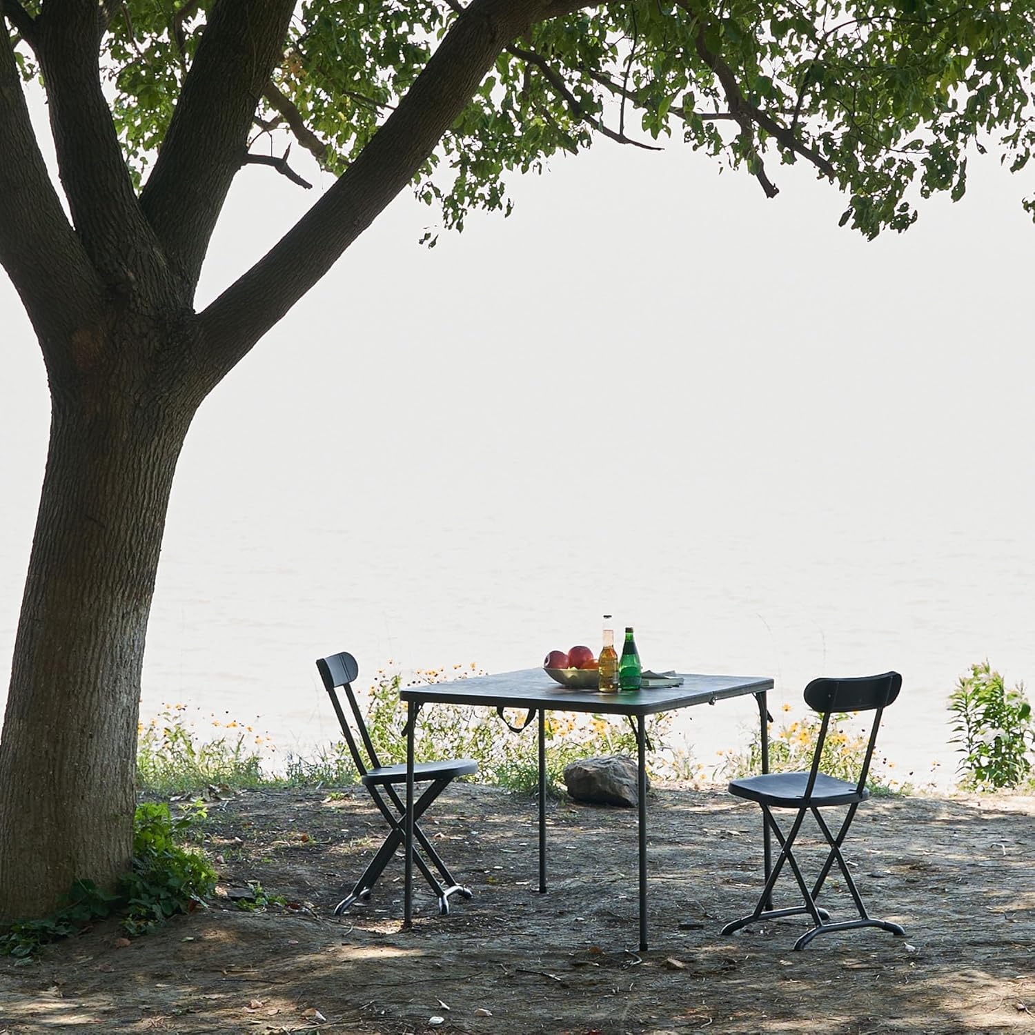 REDCAMP Table De Buffet Pliante 86 X 86 X 72 Cm - Table De Camping Légère Portable Marron Pour 4 Personnes