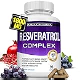 Resveratrol Supplement 1800 mg Antioxidant Complex - Highly Potent Natural Trans-Resveratrol Pills for Healthy Aging, Overall Health Support, Immune System, Brain Function, for Men Women, 90 Capsules
