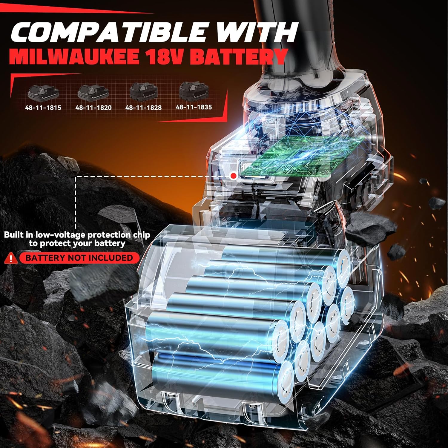DIYtoolifz Cordless Impact Wrench 1/2” Compatible with Milwaukee 18v Battery(Bare Tool), 1000FT-LBS High Torque Impact Driver, Electric Impact Gun with LED Light, Variable Speeds, 4-Speed Control