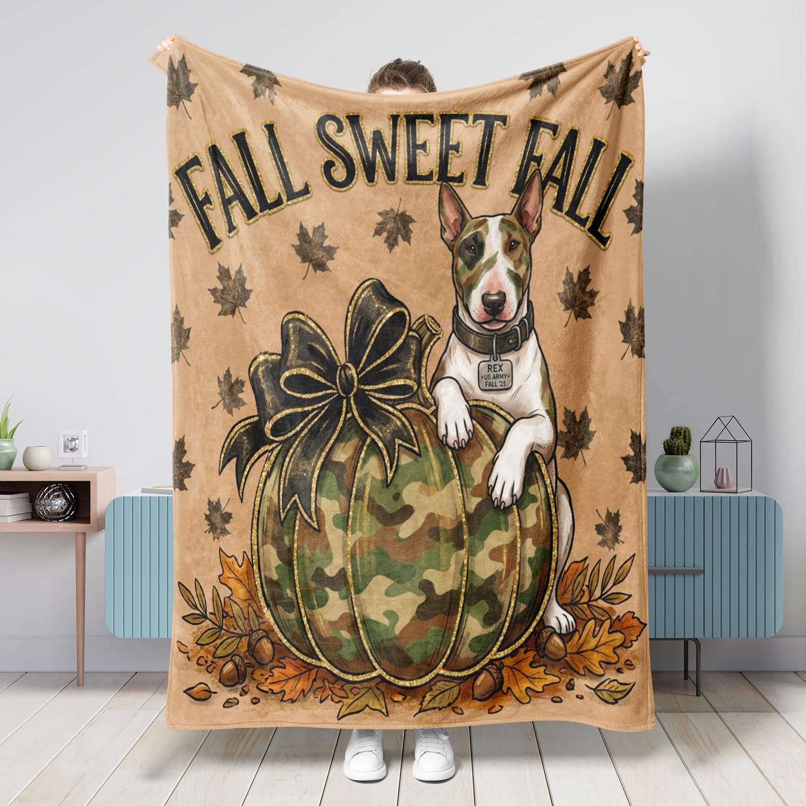 Plaid canapé Bull Terrier grand format pour protéger le salon avec style