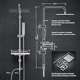Görbach Colonna Doccia Acciaio Inox senza Miscelatore, Colonna Doccia idromassaggio con Asta Doccia Regolabili e Mensola, Set Doccia a Pioggia con Soffione 30×30 cm Cromo - 6