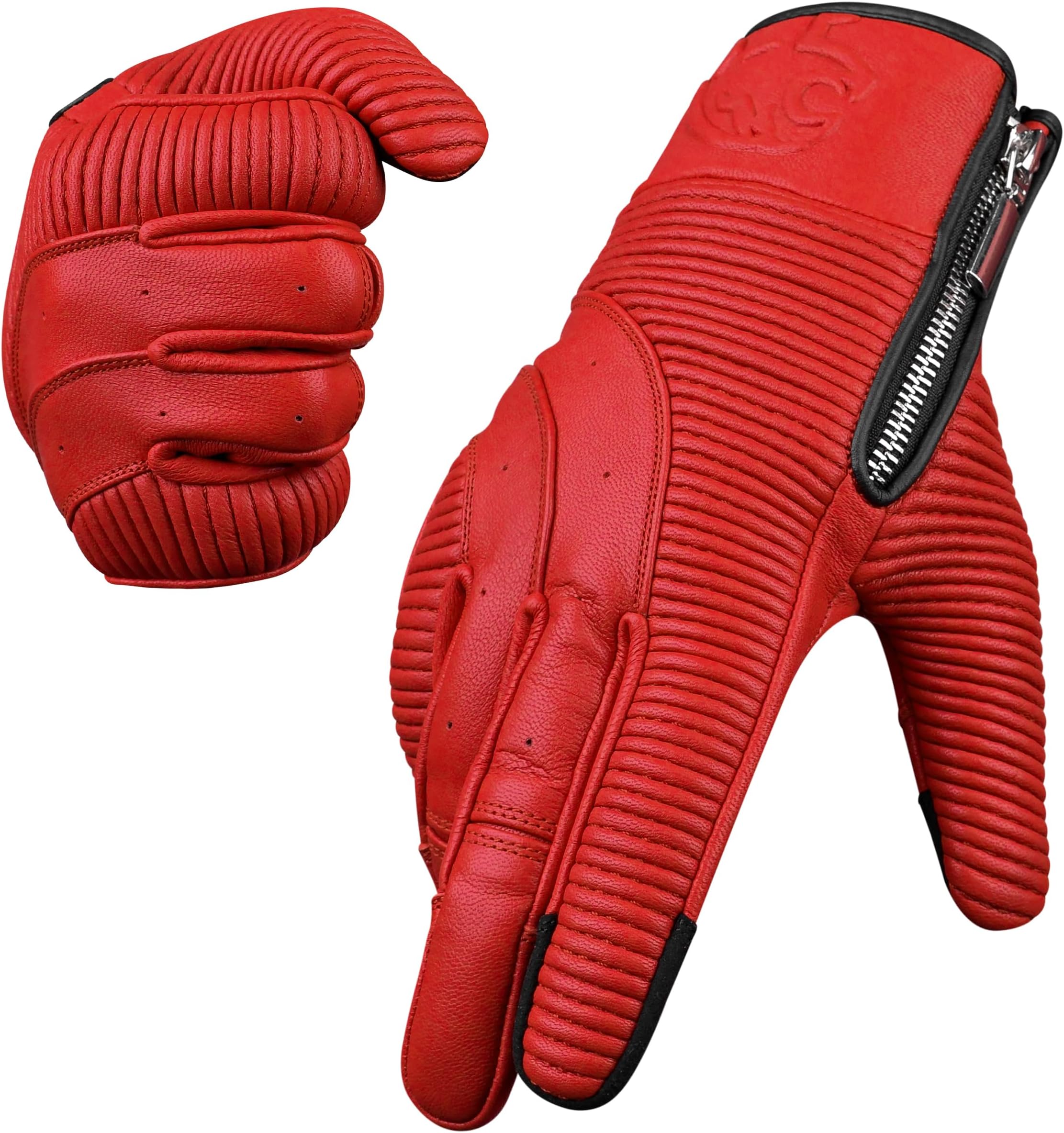 J.A.G. Motorcycle Gloves - Red Leather Motorcycle Gloves - Motorbike Gloves - Powersports - Racing Gloves - Motorcycle Gloves for Men | Motorcycle Gloves Touch Screen