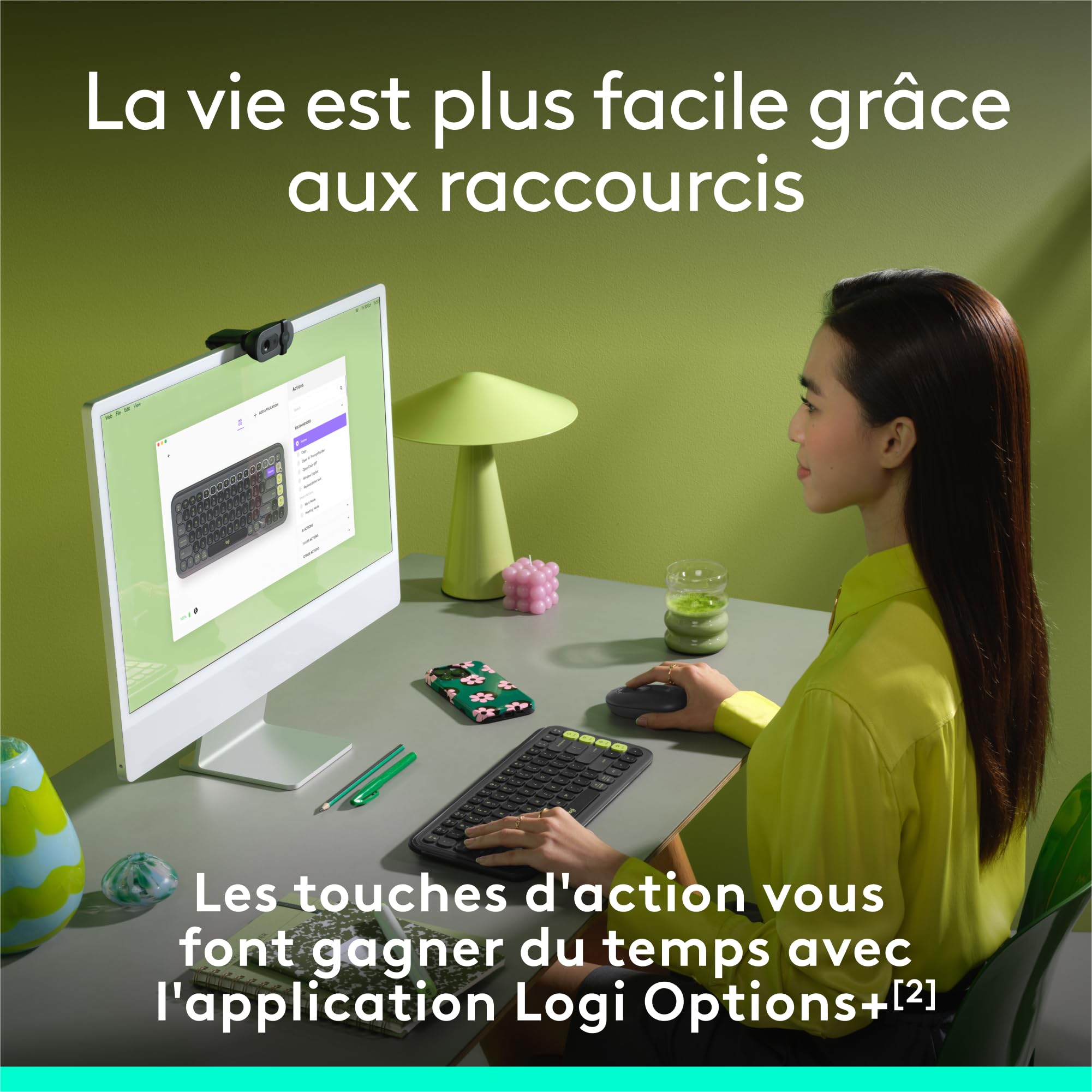 Logitech POP Icon Keys Wireless Bluetooth Keyboard, Comfortable Typing, Programmable Keys, Easy-Switch Between 3 Devices Maximum, for Laptop, Tablet, PC, French AZERTY, Graphite