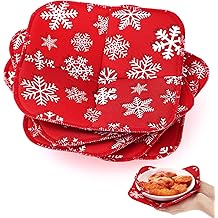 LemonRoad 5 Sets Winter Snowflake Microwave Bowl Cozy Holders for Hot Cold Food Bowl Warmers Food Pads Heat Resistant Potholders for Plates and Dishes Kitchen Supply