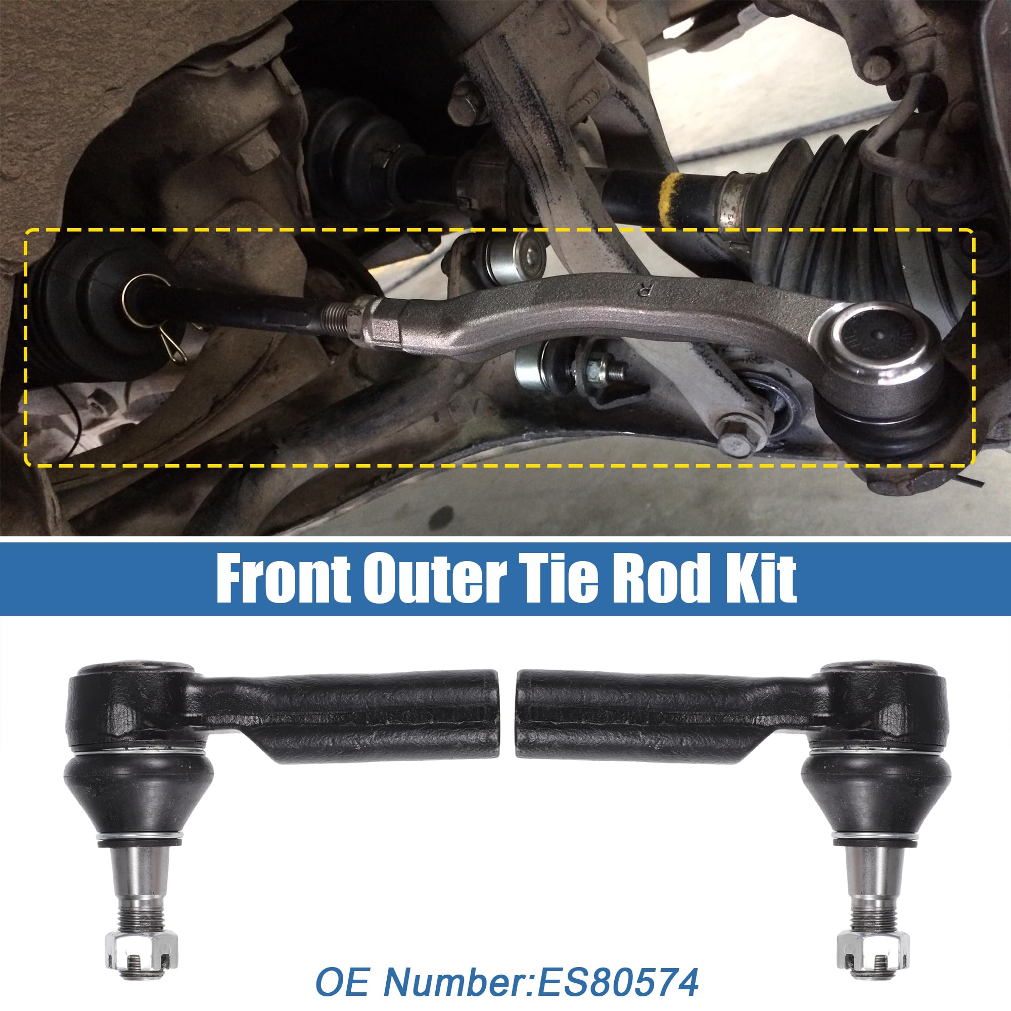 QUARKZMAN Kit 2pz Estremità Tirante Esterno Anteriore Sospensione Sterzo per Dodge per Ram 1500 2006-2010 per Ram 1500 2011-2012 Drag Link No.ES80574