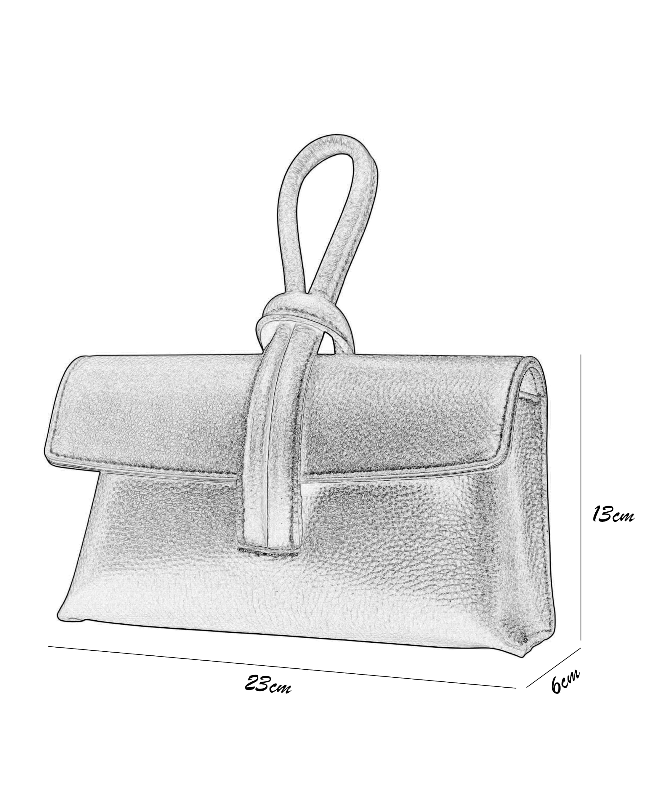 SH Leder Mini Clutch - Borsa a tracolla da donna in vera pelle con manico con fiocco, borsa da sera compatta con tracolla rimovibile, made in Italy Alma G428