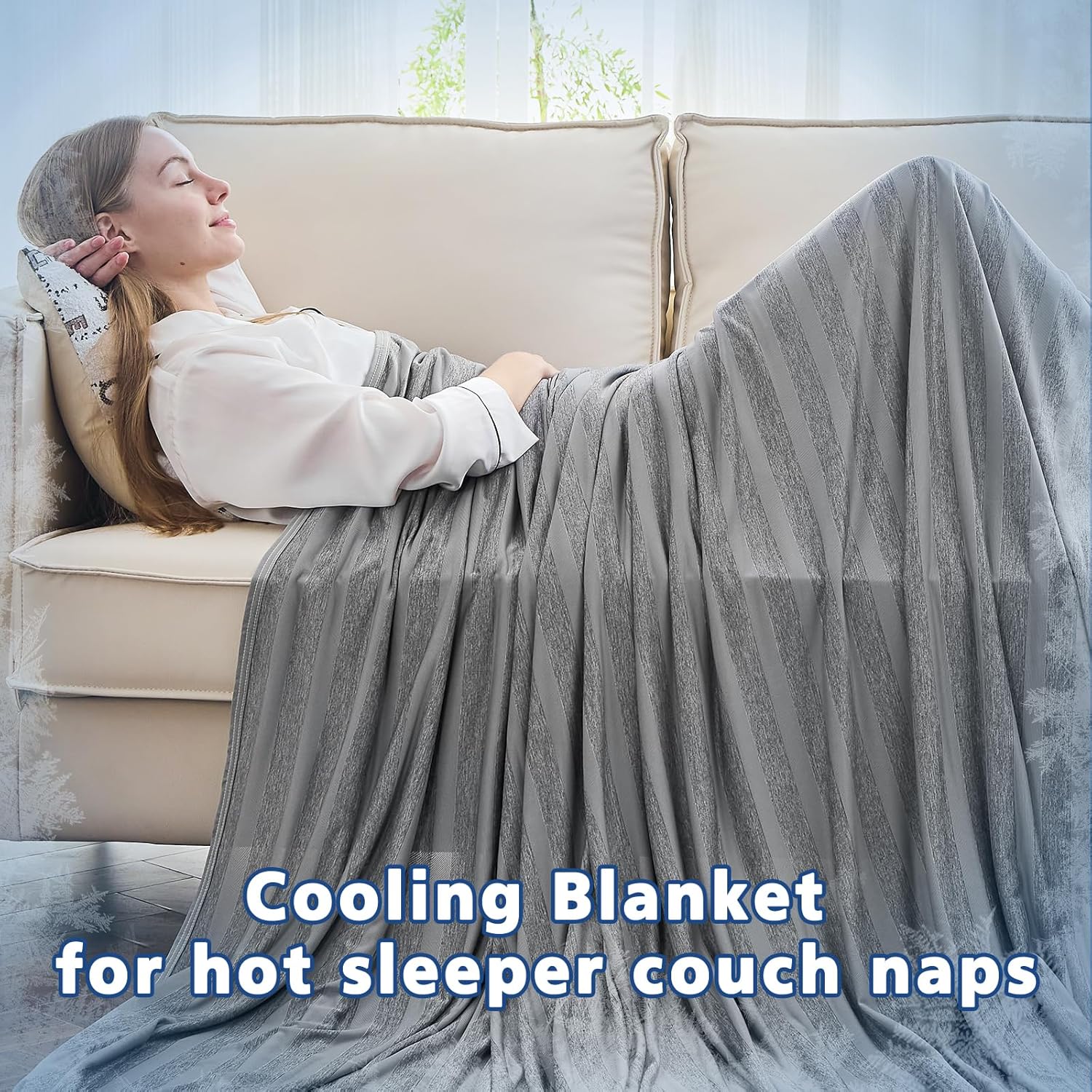 EMME Cooling Blankets Queen Size (90"x 90") for Hot Sleepers, Summer Bed Blanket, Thin Light Bedspread Coverlet for Night Sweats, Double Sided Keep Body Cool, Grey Cold Blankets for Sleeping