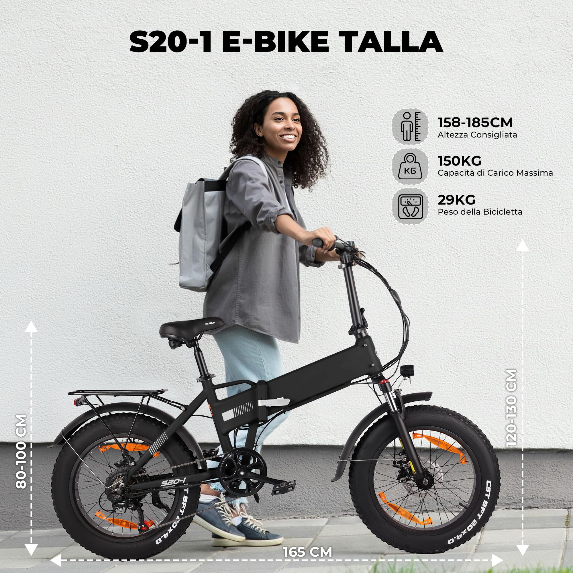 Bici Elettrica, 20" × 4.0" Fat Tire Bici Elettrica Pieghevole | 48V 624Wh Batteria Rimovibile, 250W Motore, Autonomia di 120 km, Doppia Sospensione, 7 Velocità E-Bike da per Ogni Terreno