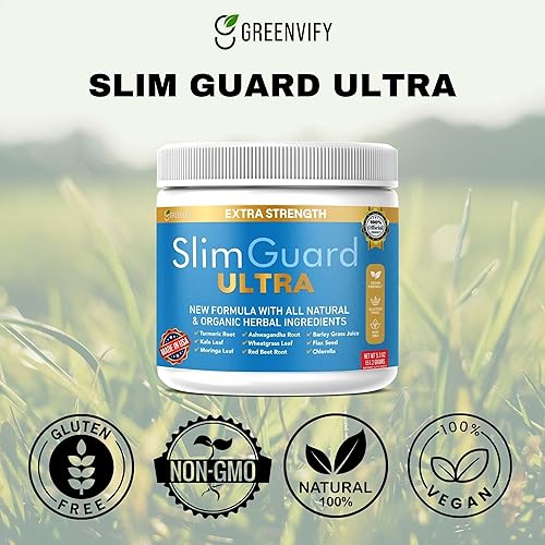 Miniatura 2 de SlimGuard Suplemento natural ultra extra fuerte con hierbas orgánicas, cúrcuma, hoja de moringa, pasto de trigo, 6.3 onzas, 28 porciones (2)