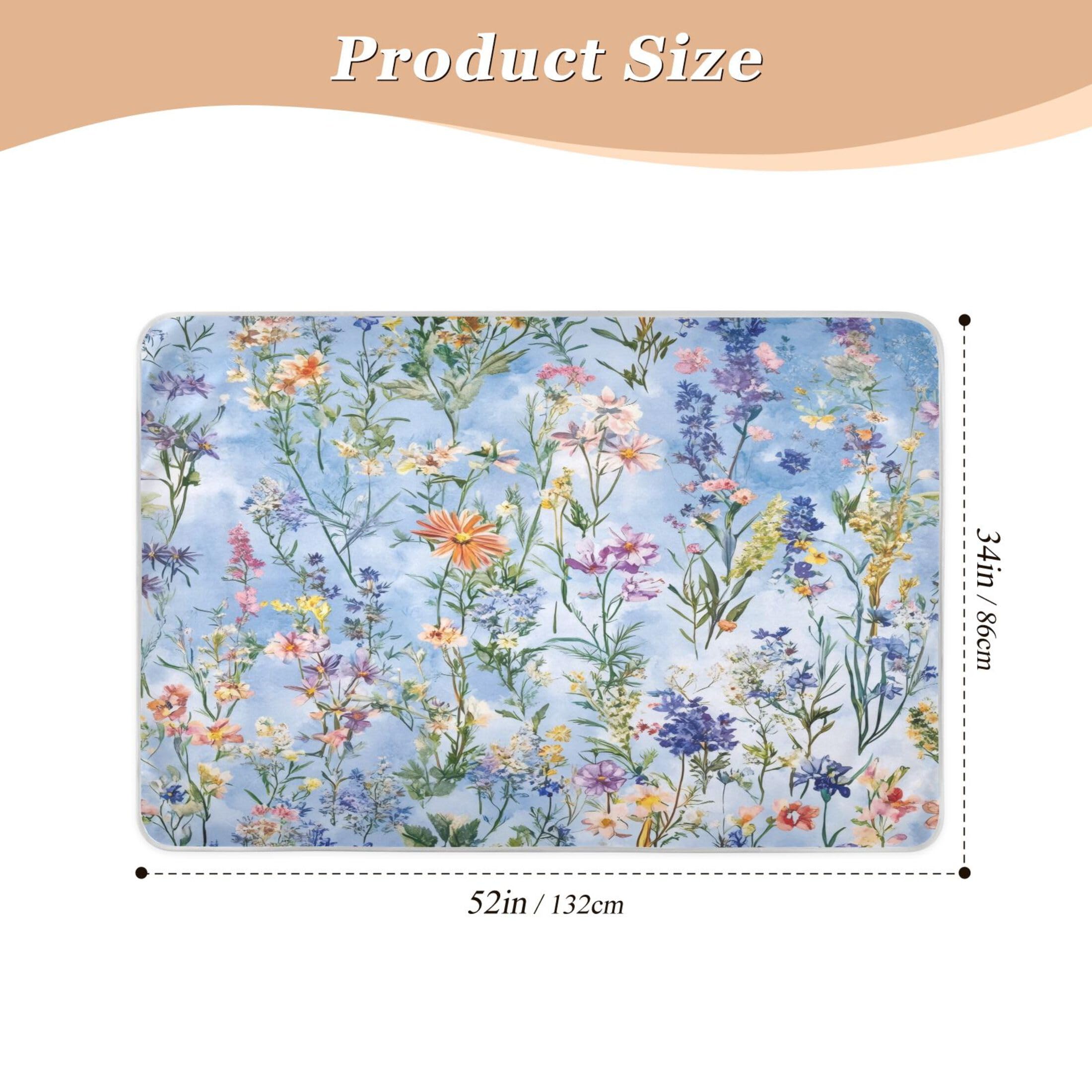 Takiito Wildflowers Bed Pad Reusable Bed Underpad Washable Waterproof Leak-Proof Quick Dry Incontinence Pee Pad for Toddlers Kids Adults Pets 34x52 in