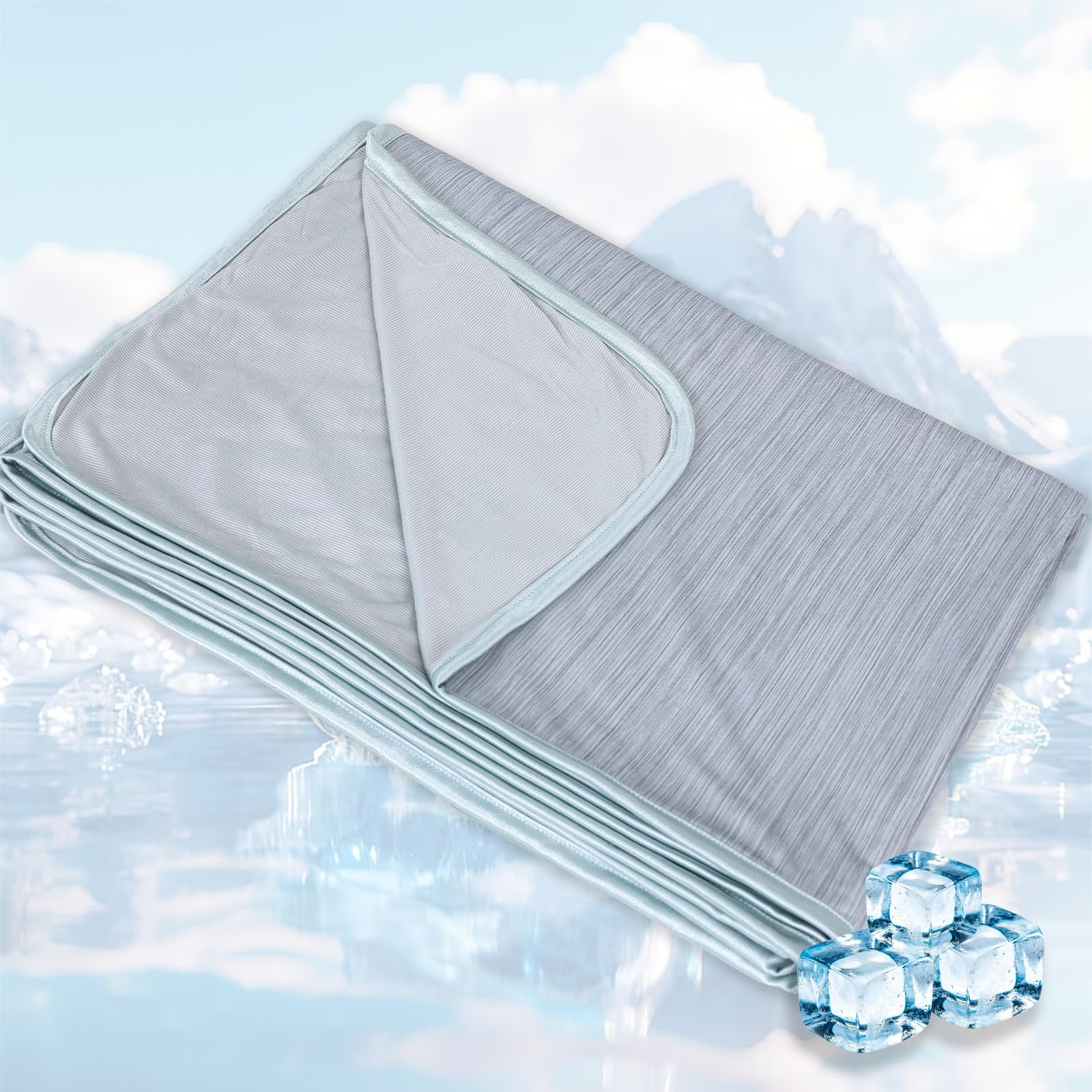 Coperta rinfrescante per sudorazione notturna, coperta estiva per letto matrimoniale | Coperta fredda per adulti grigia erica per dormire di notte, Cool Arc Chill Tech Bamboo Blend Qmax>0,5 tiro per la menopausa