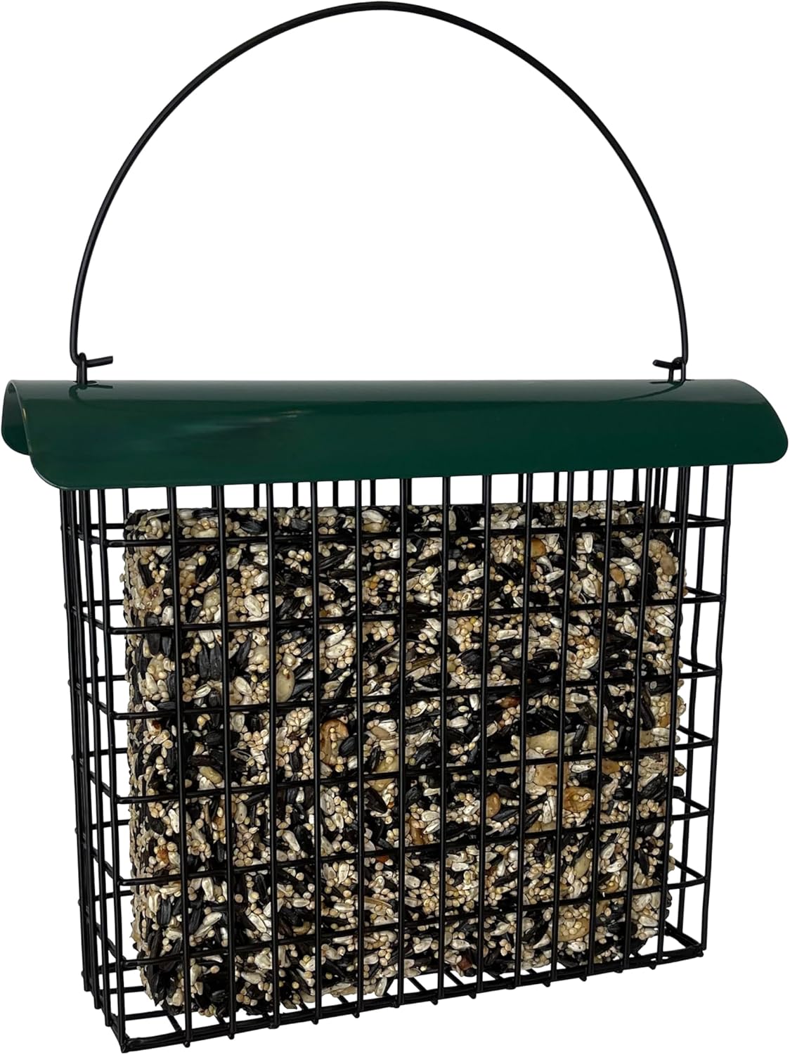 Large Suet Feeder - Metal Woodpecker Suet Cage with Metal Roof - Holds 1 Large Seed Cake