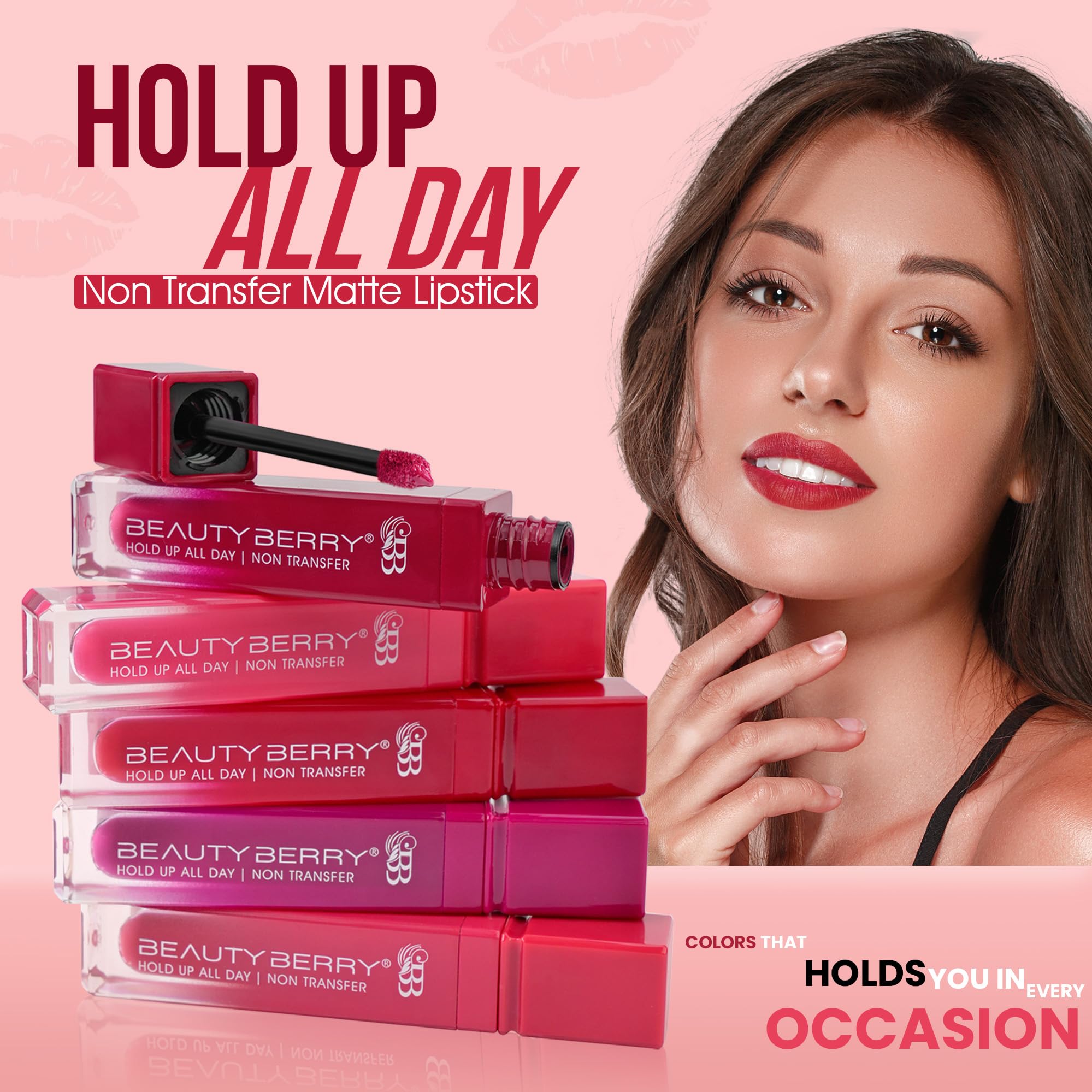 Beauty Berry Hold Up All Day Liquid Lipstick | Long Lasting, Non Transfer Matte Lipstick | Highly Pigmented, Smooth One Swipe Application & Lightweight Liquid Lipstick for Women (Deep Maroon, 7.5g) 3