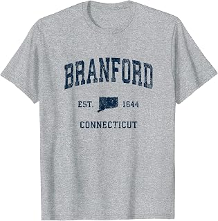 Branford Connecticut CT Vintage Athletic Navy Sports Design T-Shirt