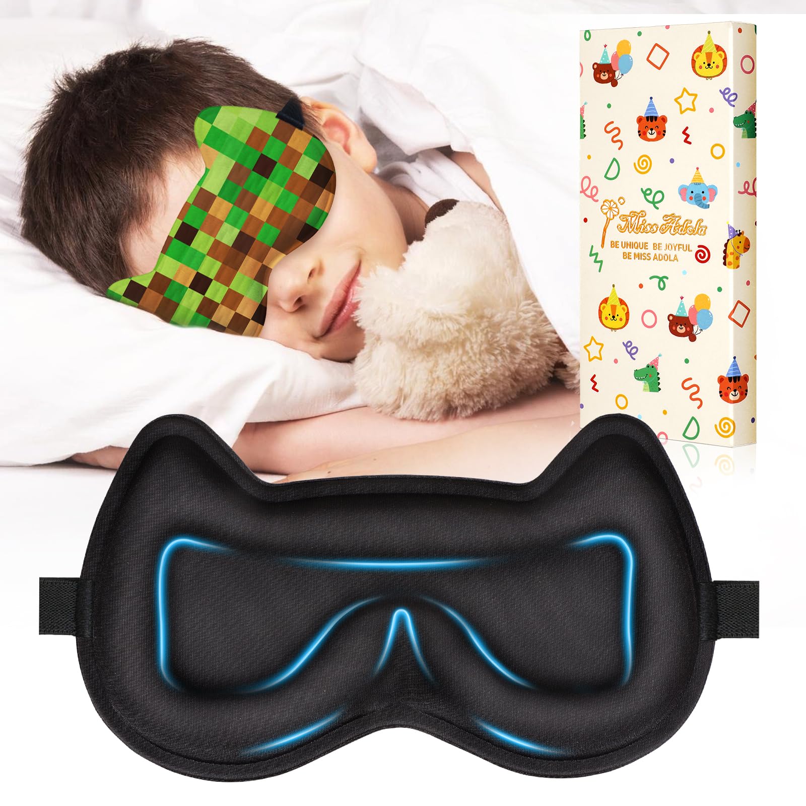 Sleep Mask for Kids - 3D Contoured Cup Cute Sleep Eye Cover with Adjustable Strap Kawaii C...
