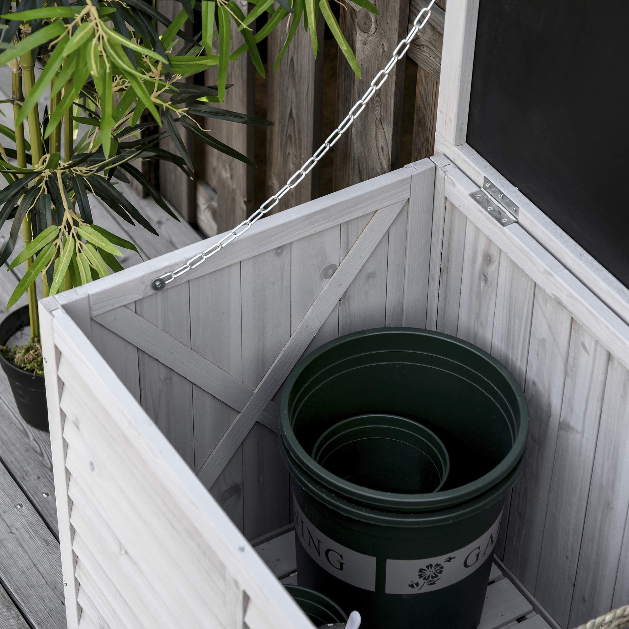 Outsunny Gartenbox Wetterbeständig Gartentruhe 127 x 56 x 60 cm Grau