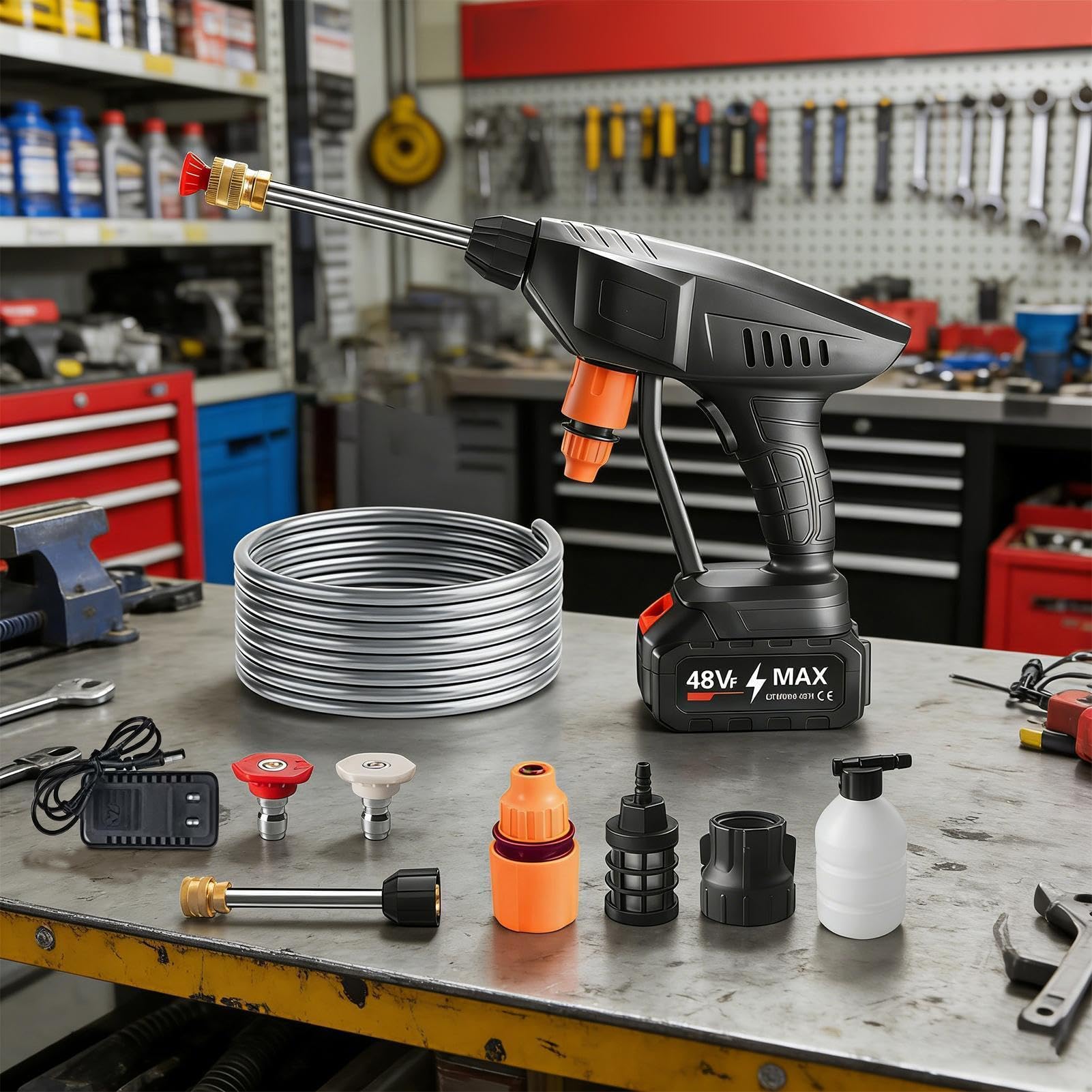 Idropulitrice ad Alta Pressione Ricaricabile a Batteria Senza Fili per | Macchina Pulitrice per Auto per Interni Esterni Interni Esterni Casa Balcone Cortile Patio Recinzione Veic