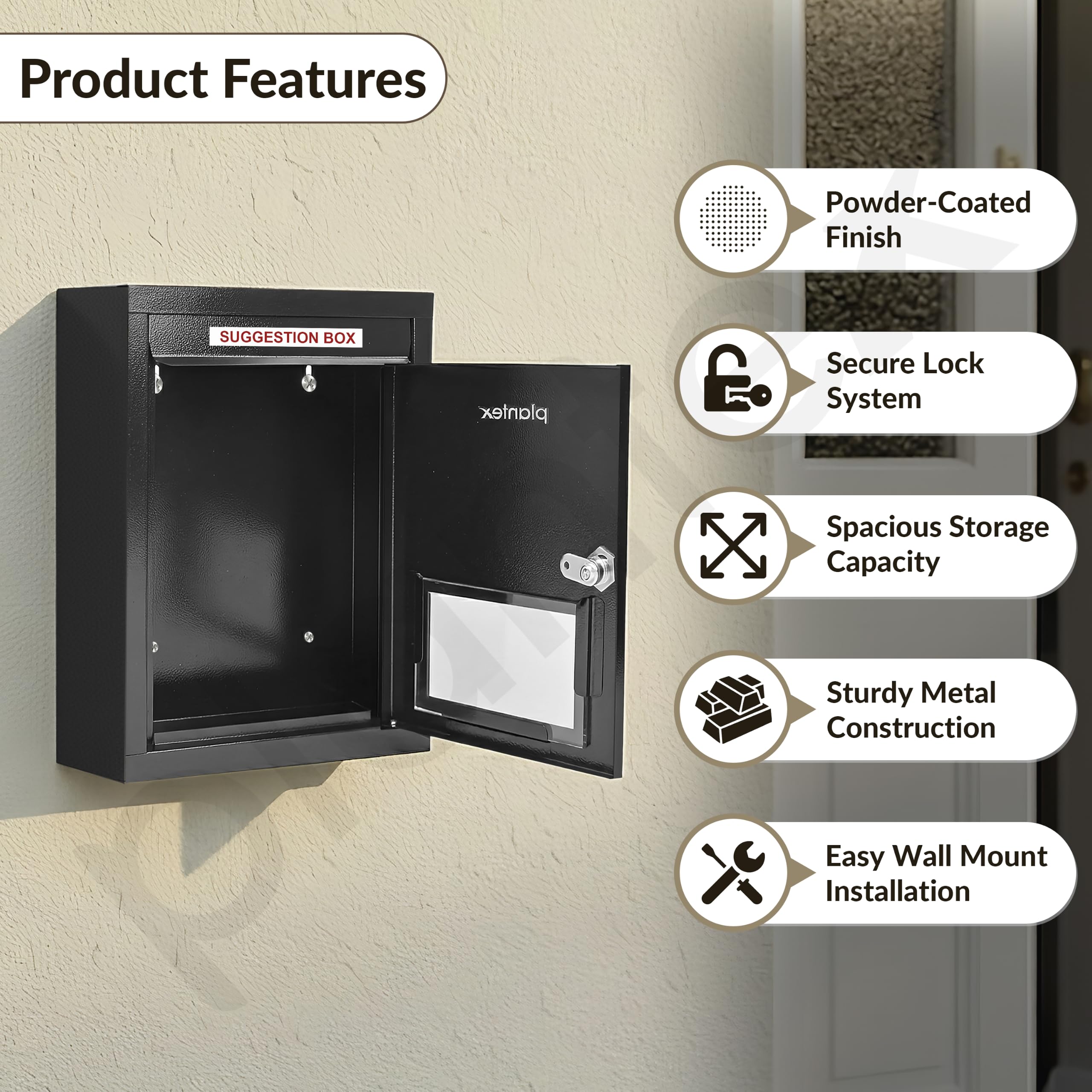 Plantex Mail Box - Secure Letter & Suggestion Box -3