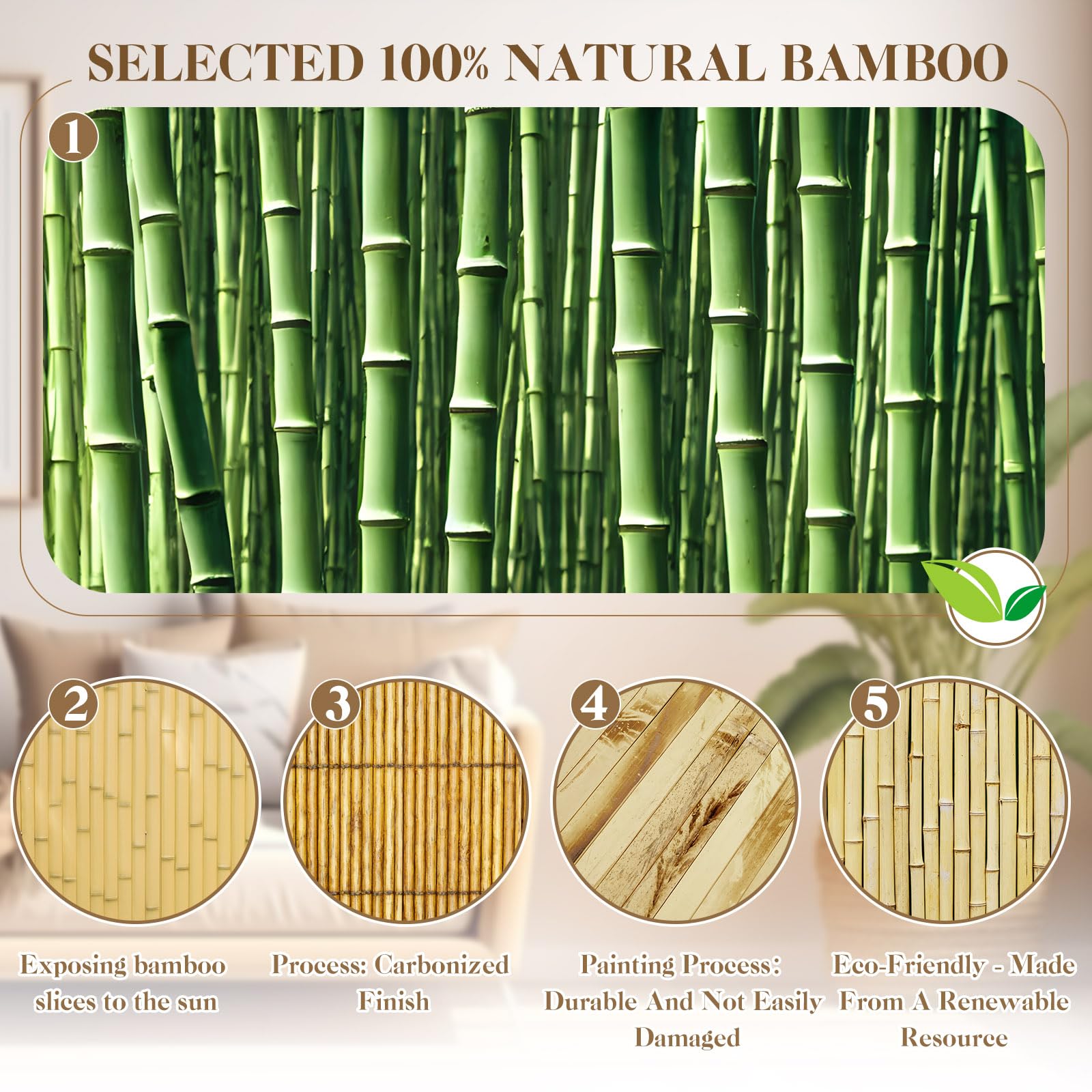 Snapklik.com : Juexica 1 Pcs Natural Bamboo Wall Panel For Interior ...