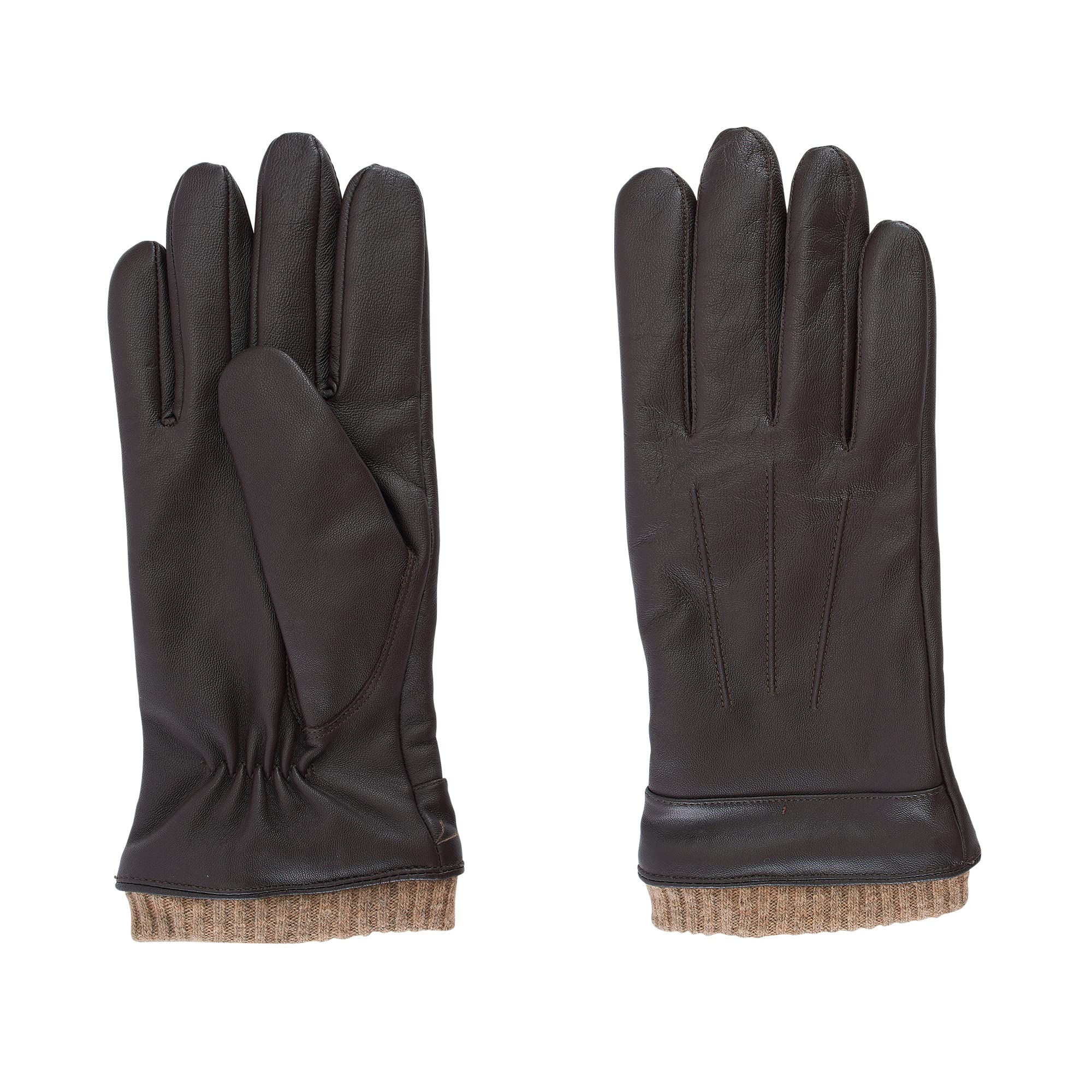 Guanti in pelle da uomo - Fodera interna in 100% lana - Guanto con funzione touch smartphone - Elegante guanto invernale - 100% nappa di pecora