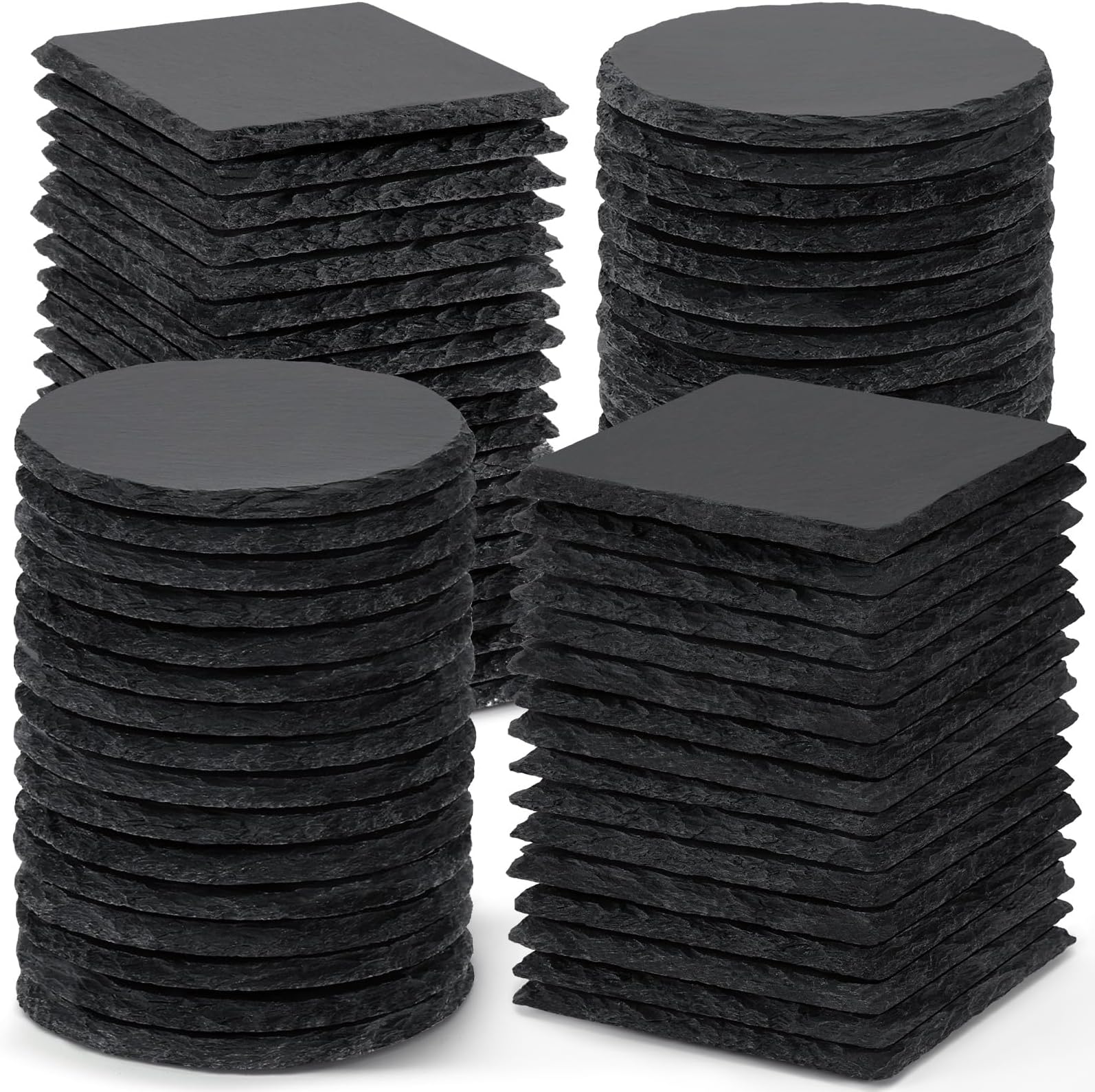 72 PCS Black Slate Stone Coasters, MAPRIAL 4 Inch 36 PCS Square, 36P Round Coaster Bulk for Laser Engraving Material Blank Handmade Drinks Costers for Engraver, Etching, Gifts, Christmas, DIY, Wedding