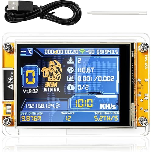 Bitcoins Miner 1000kh/s Hashrate 2.8" Smart Display USB Plug and Play Bitcoins Lottery Miner Mini Solo Miner Crypto Miner Machine, Used for firmware DIY Learning and Education