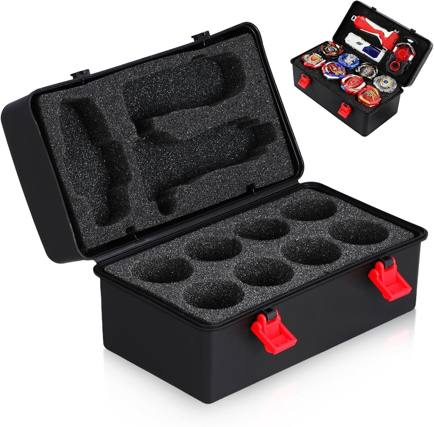 Boîte De Rangement Portable pour Toupies De Combat avec Poignée Organisateur en Plastique avec Compartiments Étui Léger pour Jouets Gyroscopiques Enfants en Voyage Et Tournoi