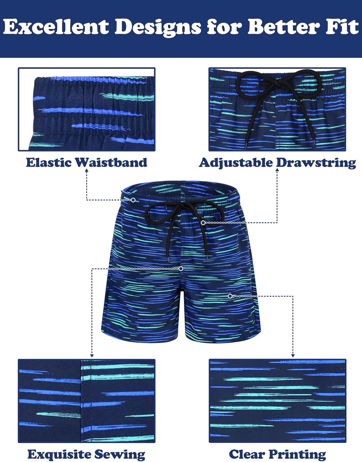 Sarfel Boys Swim Trunks with Compression Liner Kids Bathing Suits Boys Board Shorts Quick Dry Teen Swim Trunks Boy Swimsuit - Image 4
