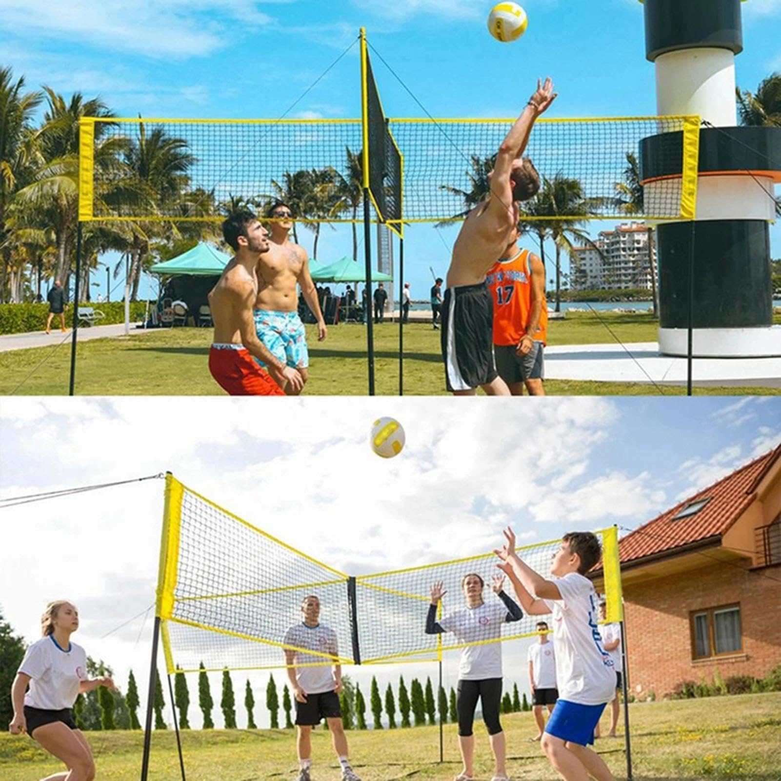 Set di rete da beach volley, regolabile in altezza, portatile, per tennis | junior, set per sport e pallavolo, giochi all'aperto, cortile, spiaggia, , in famiglia