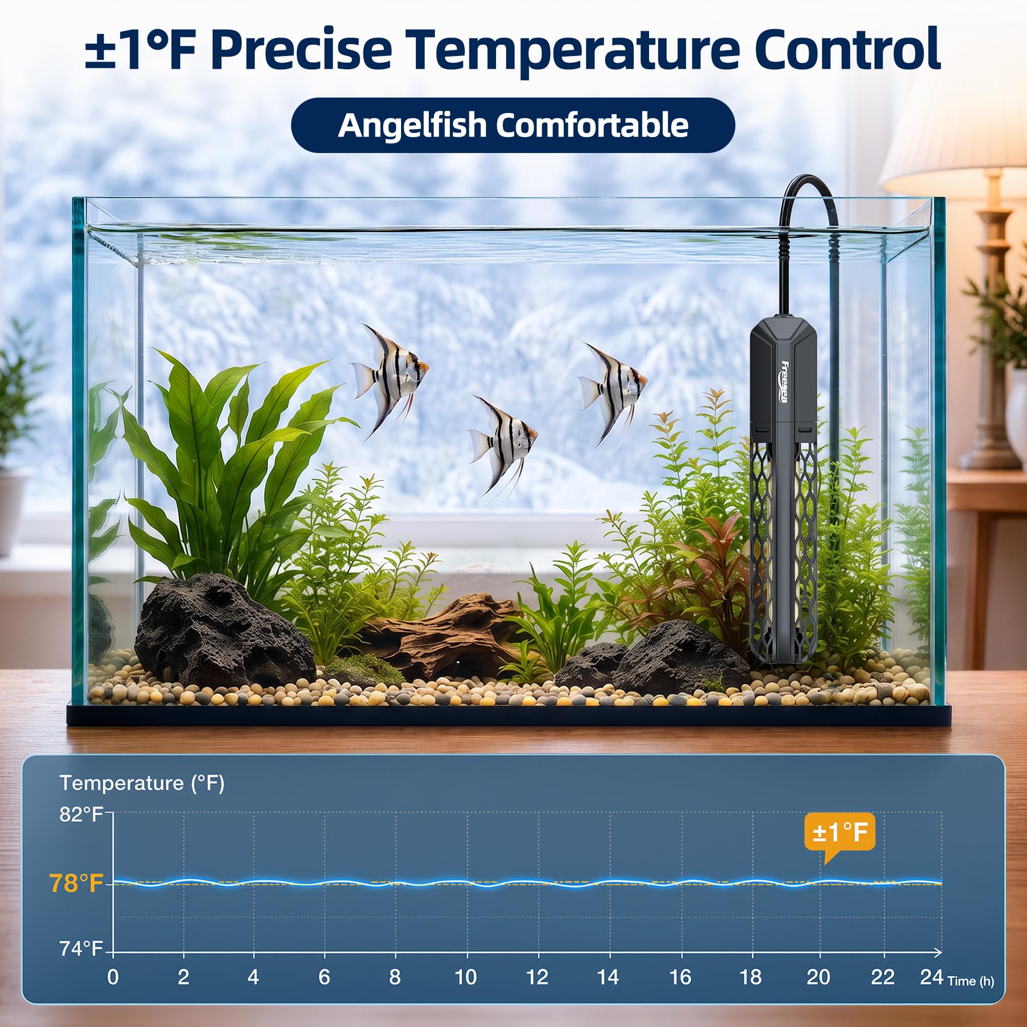 FREESEA Chauffage d'aquarium pour aquarium : 100 W/200 W/300 W/500 W - Chauffage submersible pour aquarium avec protection contre la surchauffe et hors de l'eau pour eau salée et eau douce 20