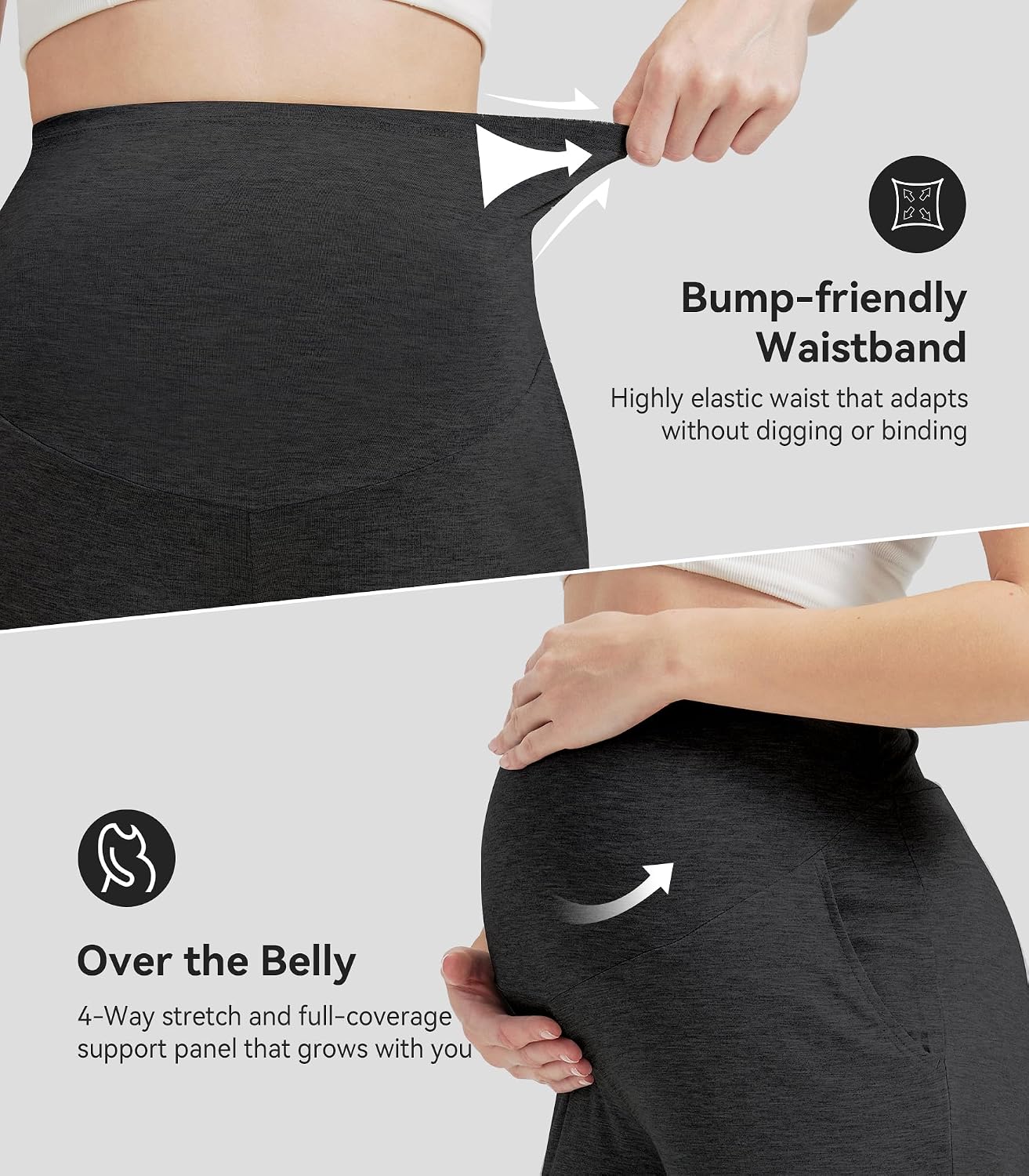 Maternity Pants for Women Bamboo Viscose Over The Belly Lounge Bottom Soft Pregnancy Pant with Pockets S-XXL