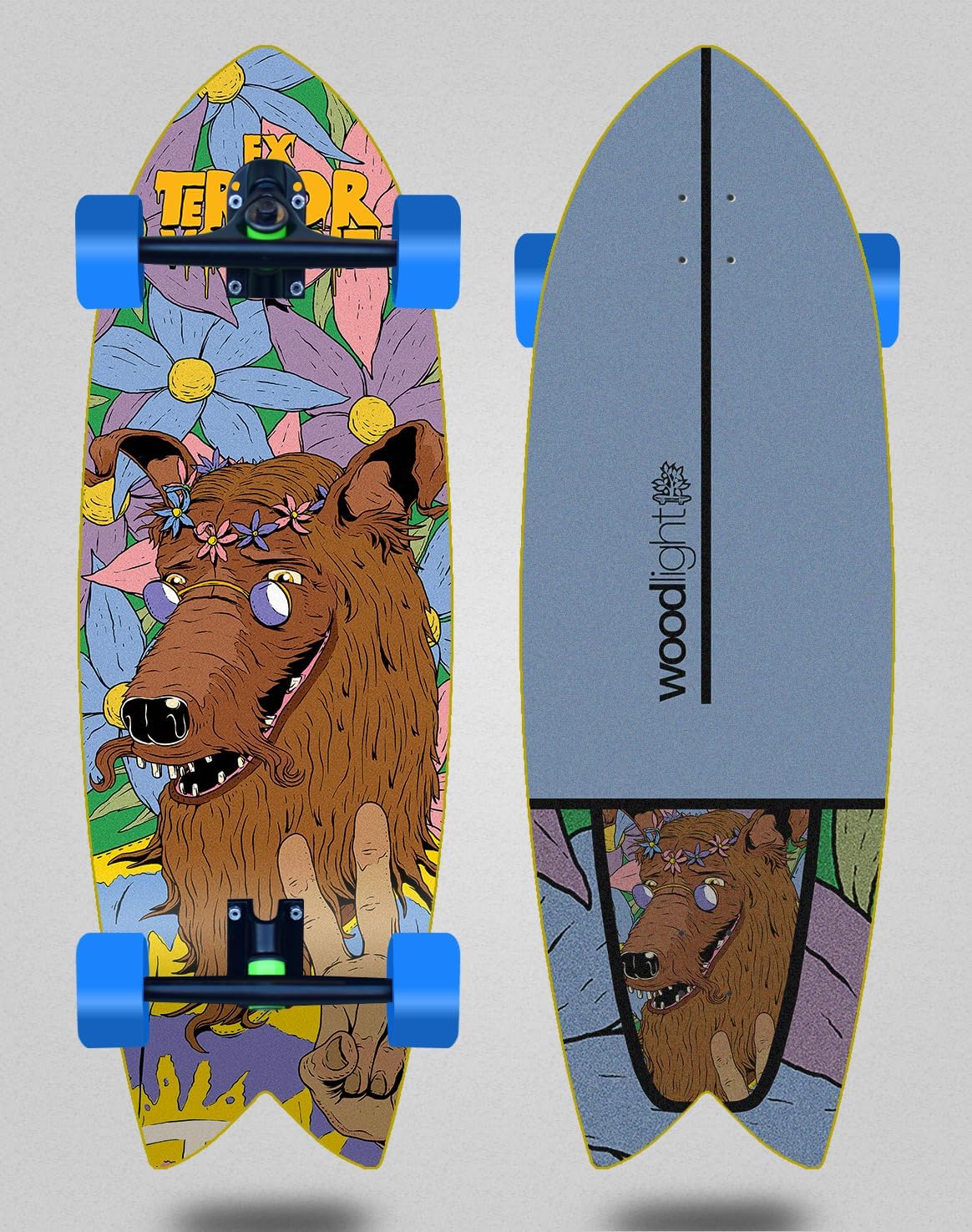 Wood Light Cruiser Skate Skateboard Trucks 180mm - Ex Horror Wolf 32 Fish