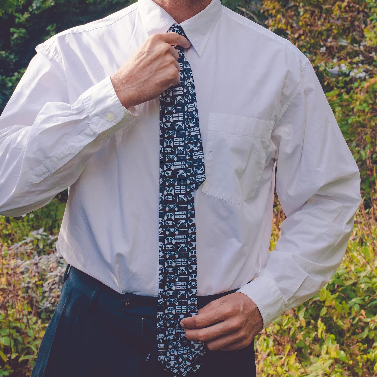Video Game Controllers Necktie Funny Gaming Novelty Tie for Men