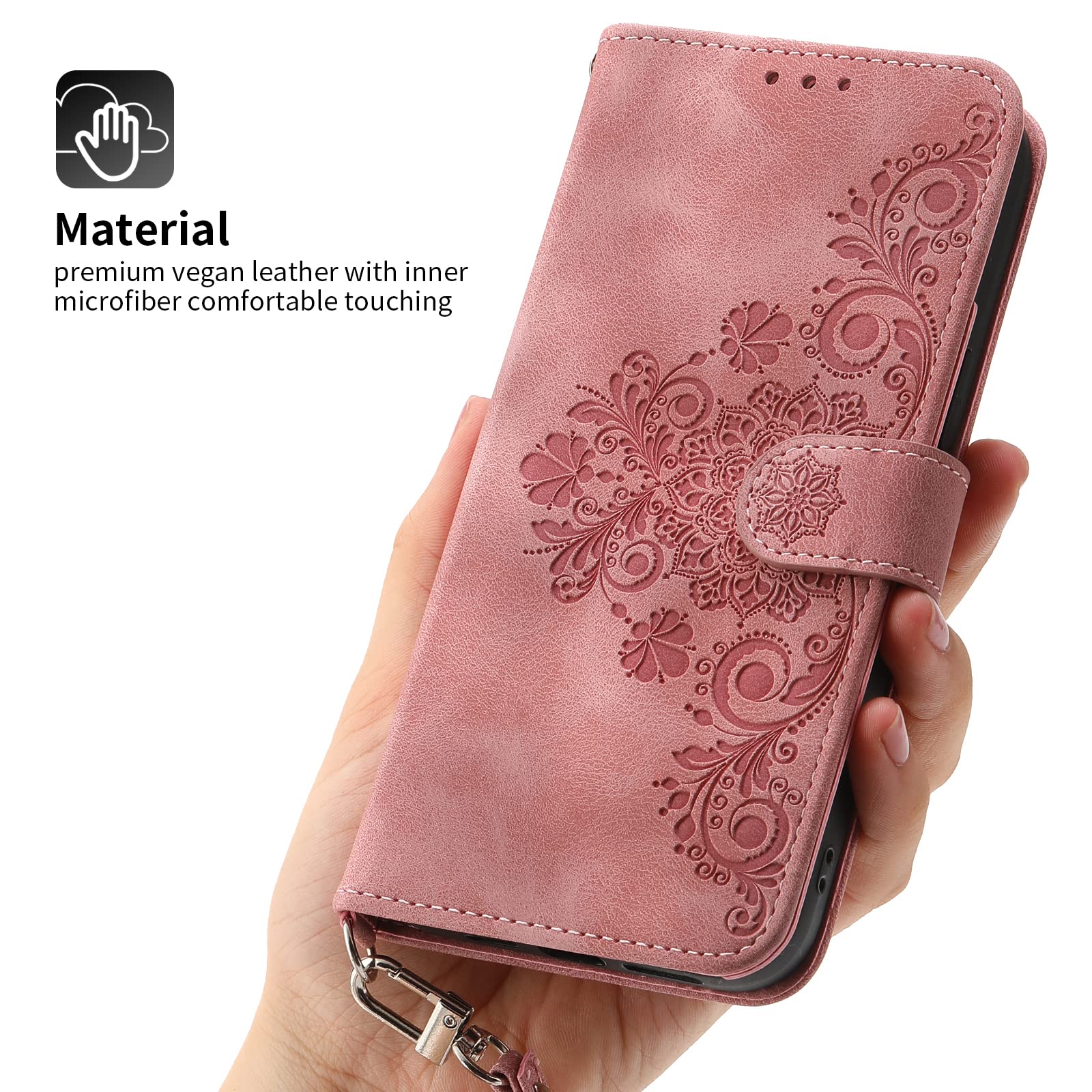 PEIYE Cover Pelle per Xiaomi 13 Lite (Mi 13 Lite), Portafoglio PU Pelle Slot Schede, Custodia Cavalletto Stile Libro Chiusura Magnetica, Flip Case -Rosso