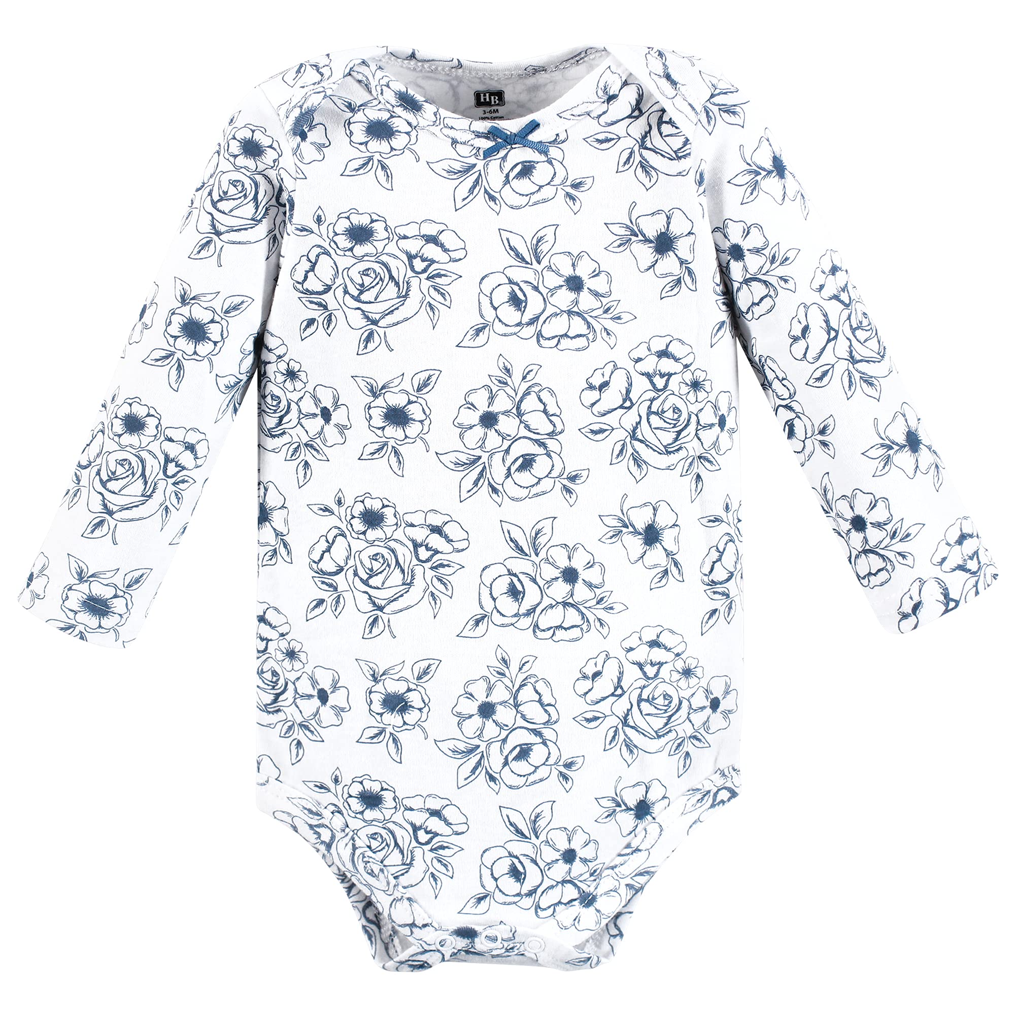 Hudson Baby Unisex Baby Cotton Long-Sleeve Bodysuits, Blue Toile 3-Pack, 3-6 Months
