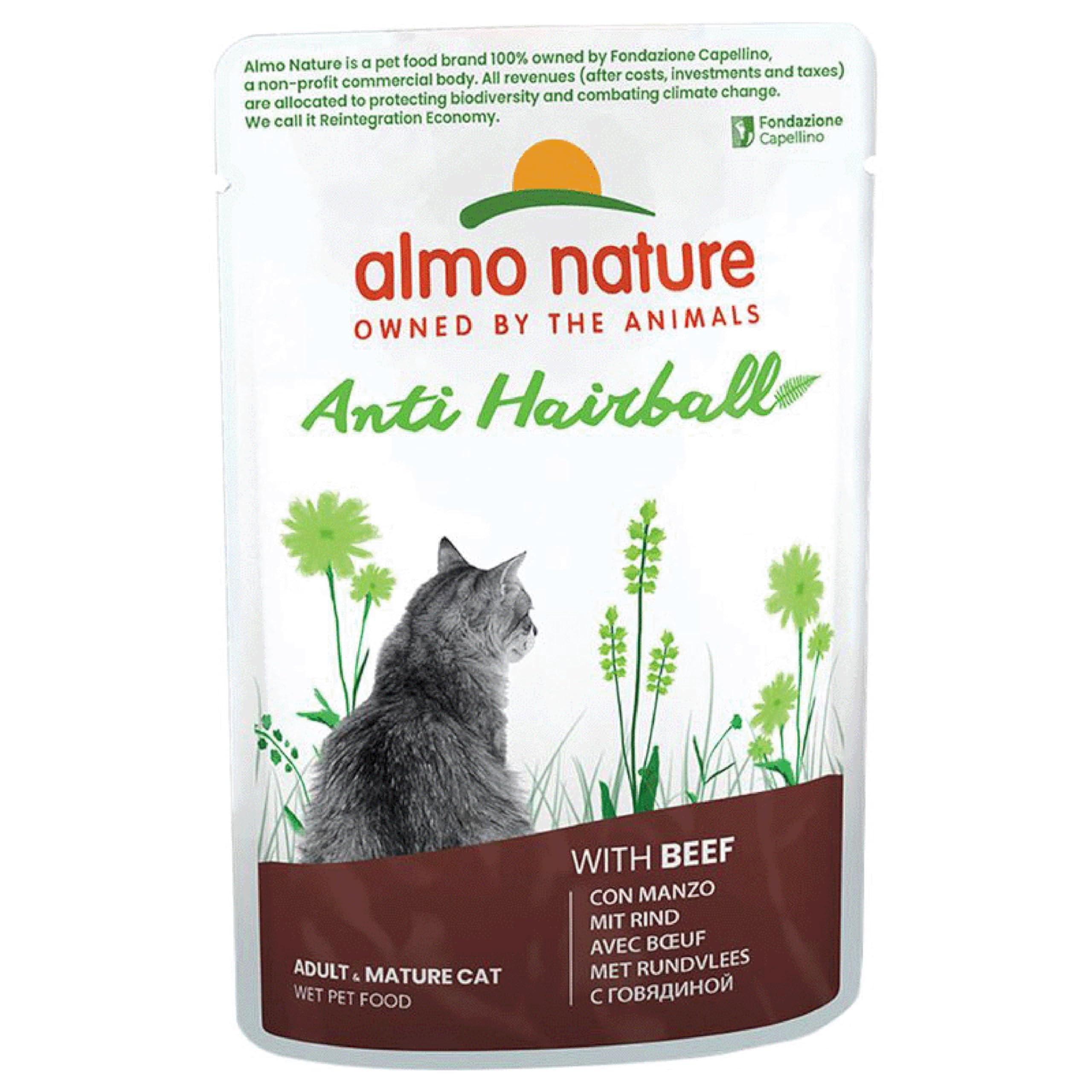 Almo Nature Functional Anti Hairball Wet Cat Food with Beef 70g