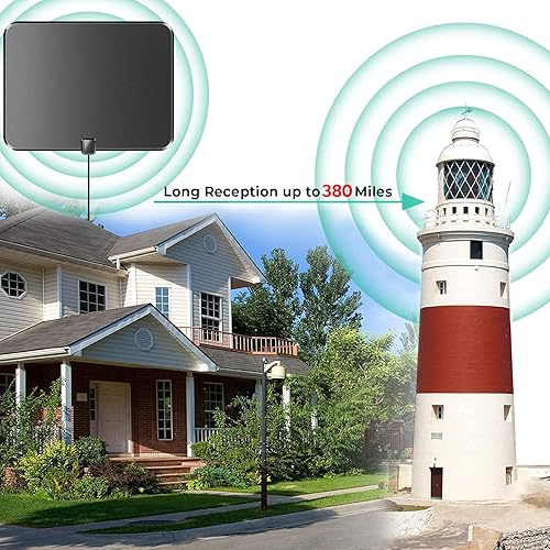 Miniatura 4 de Antena de TV amplificada HD digital para interiores y exteriores, largo alcance de más de 380 millas, soporte de recepción de 360  4K 1080p para
