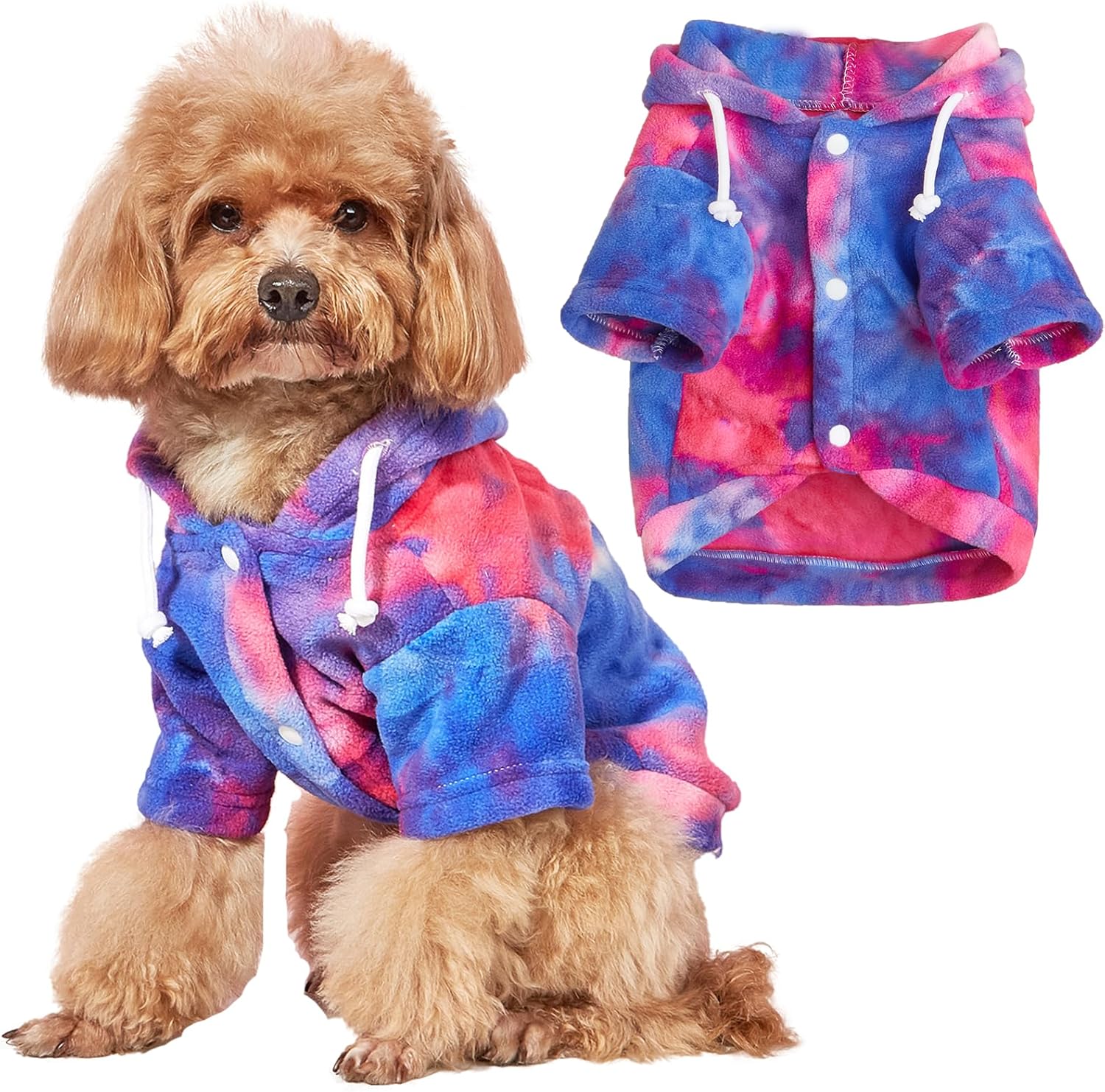 Mklhgty Tie Dye Dog Clothes Hoodie, Pet Winter Coat, Puppy