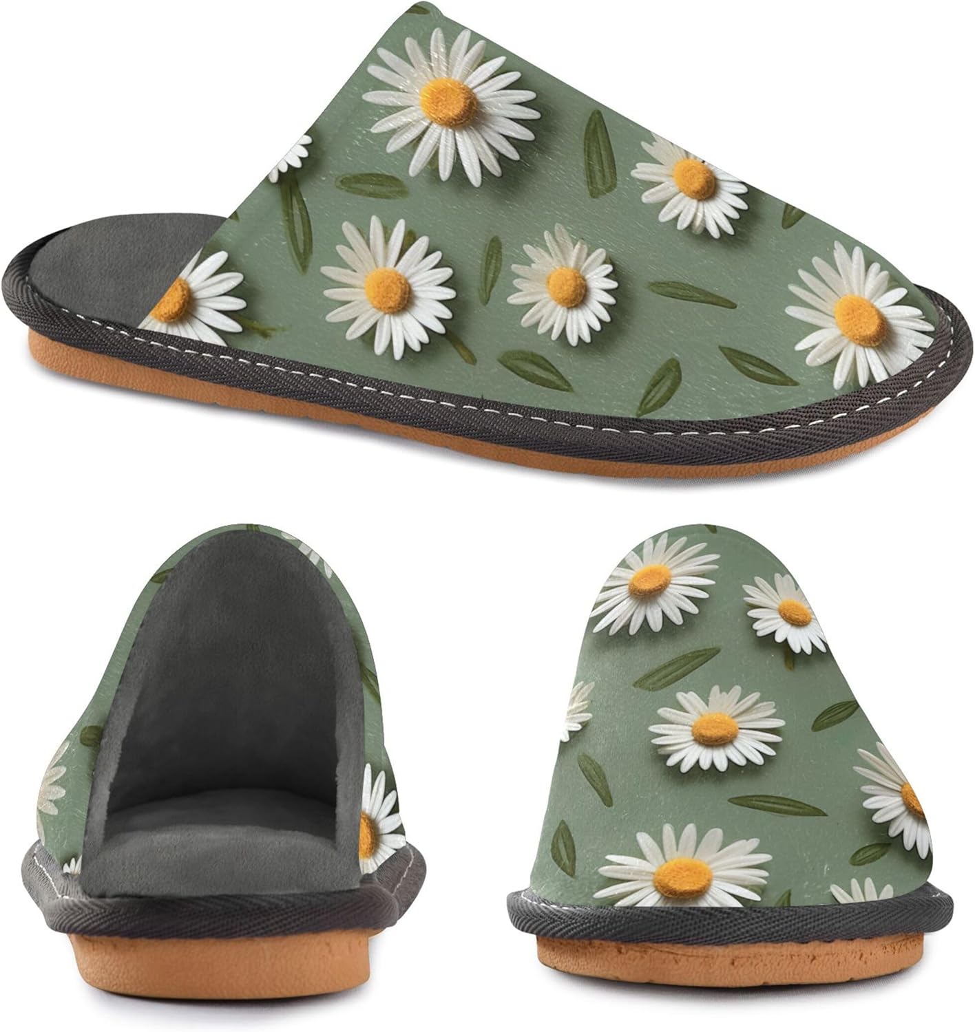Daisy Flowers House Slippers – Cozy Fuzzy Slippers for Guests, Washable & Disposable, Perfect for Shoeless Home, Spa & Hotel Use A111399