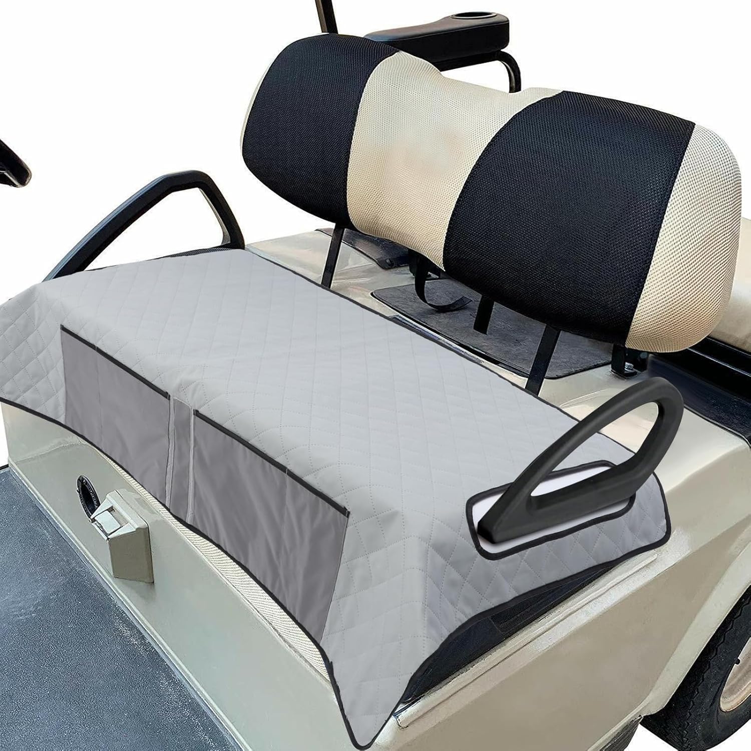 Gugxiom Golf Cart Seat Covers, Heavy Duty Golf Cart Seat Blanket, Anti Slip Sports Cart Seat Towel Blanket with 4 Front Pockets, for EZGO for Ca, Golf Cart Accessories for Cool or