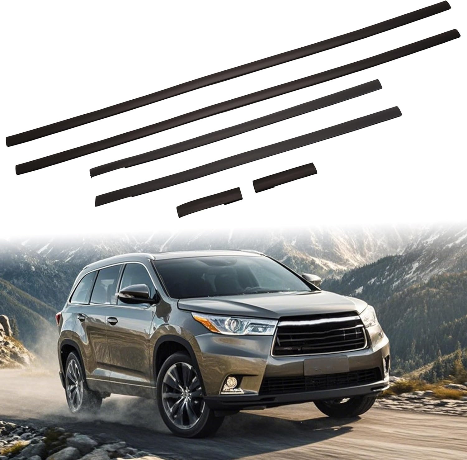 6Pcs Center Roof Drip Weatherstrip Molding Left & Right Compatible with Toyota Highlander 2009-2014, Roof Weatherstrip Trim Molding, Replaces# 75552-0E030 75551-0E030 75597-0E030 75596-0E030