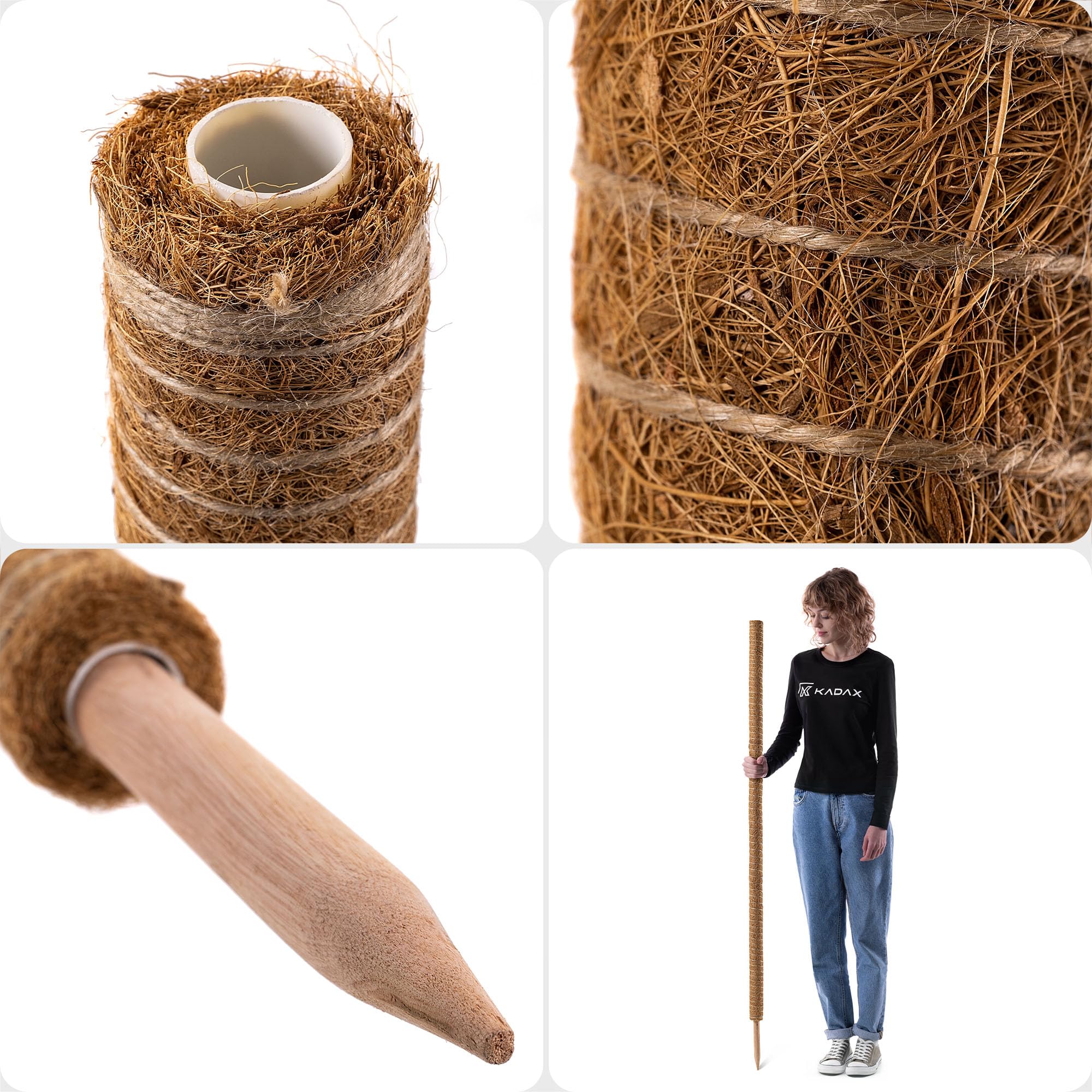 KADAX Monstera Tutor - Tutor in fibra di cocco (150 cm), asta di cocco e bastoncino di schiuma per piante da interno, aiuto per arrampicata e supporto per piante da interno ed esterno