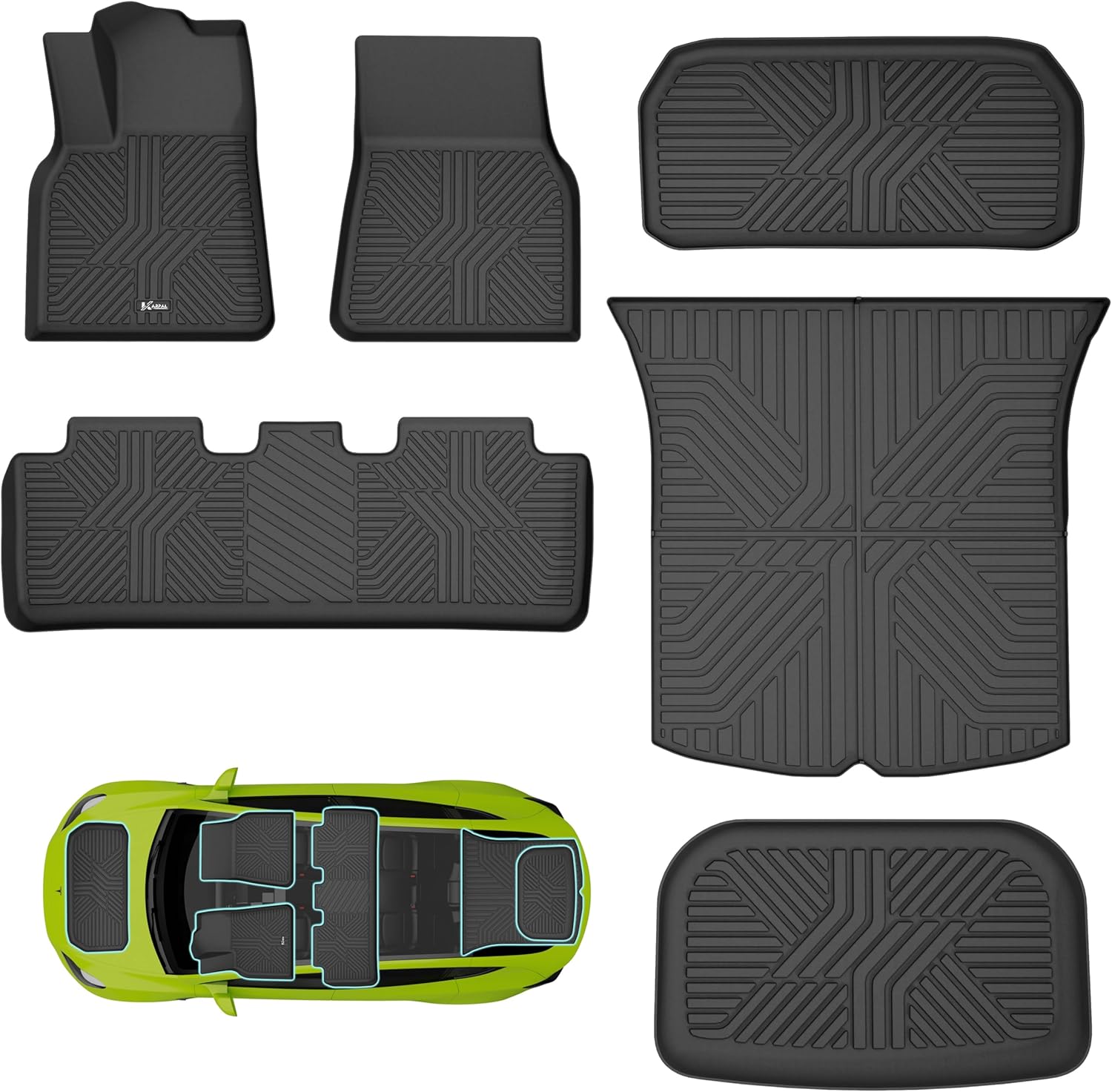 KARPAL All-Weather Custom Fit Floor Mats for 2020-2024 Tesla Model Y (5-Seater) in Canada